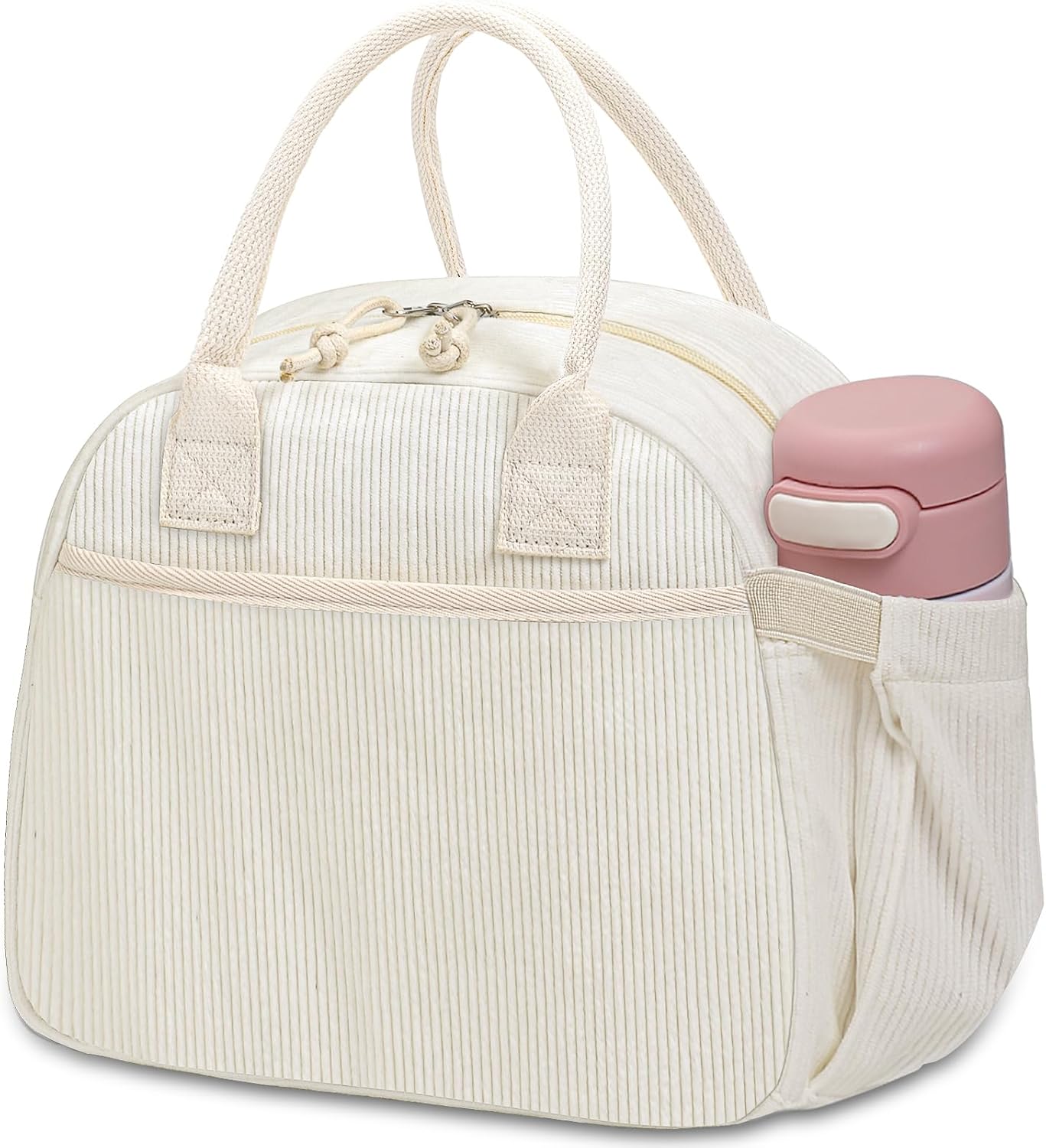 Lunch Box for Women, Insulated Lunch Bag Cute Corduroy Lunchbox Reusable Tote Bags for Work beige corduroy