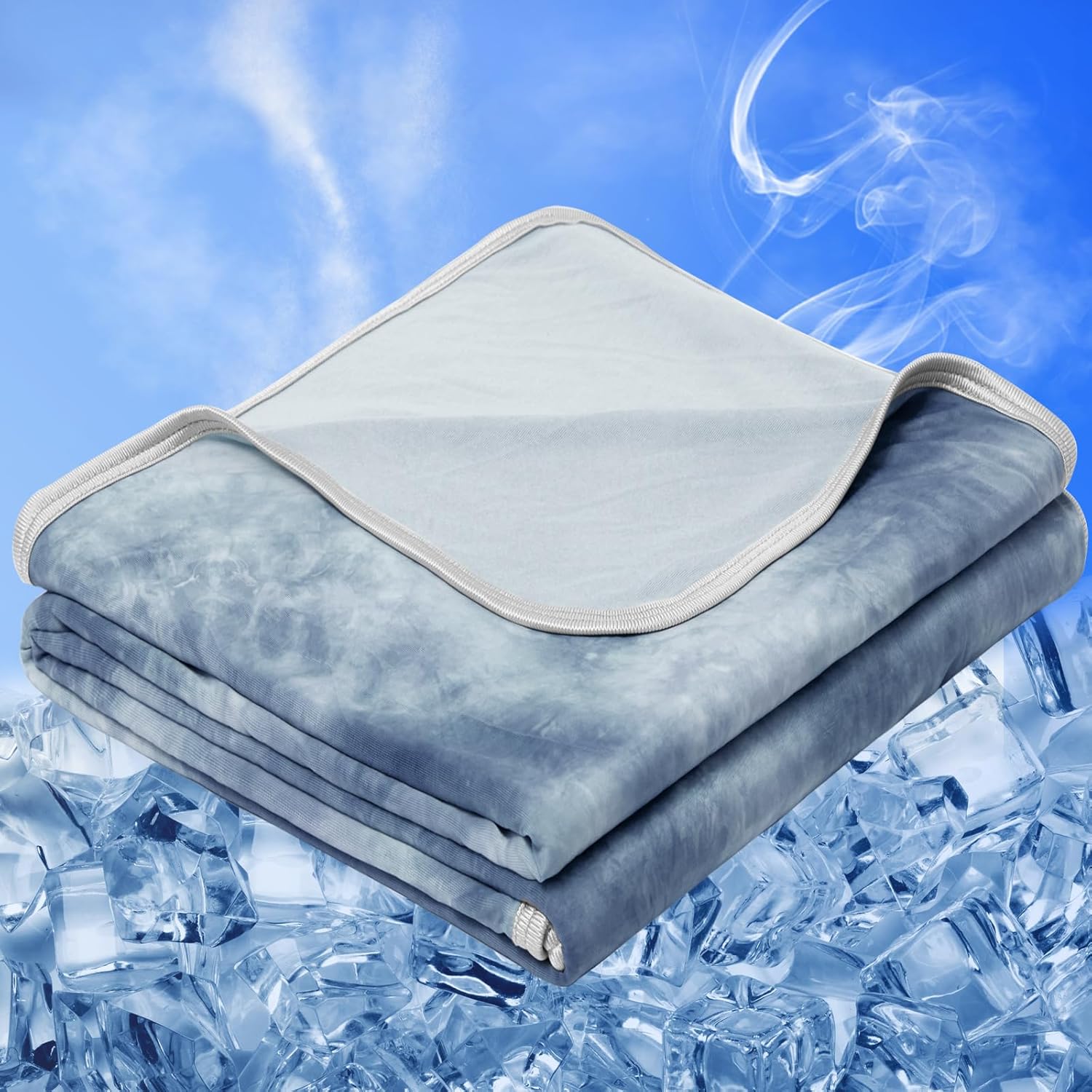 Cooling Blanket King Size for Hot Sleepers Light Blue