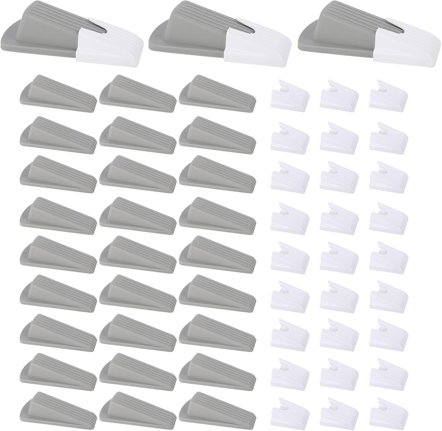 30 Pcs Door Stoppers for Bottom of Door Rubber Door Stop Wedge with Holder Doorstop for Home Office Dorm Classroom Garage on Carpet, Concrete or Wooden Floor