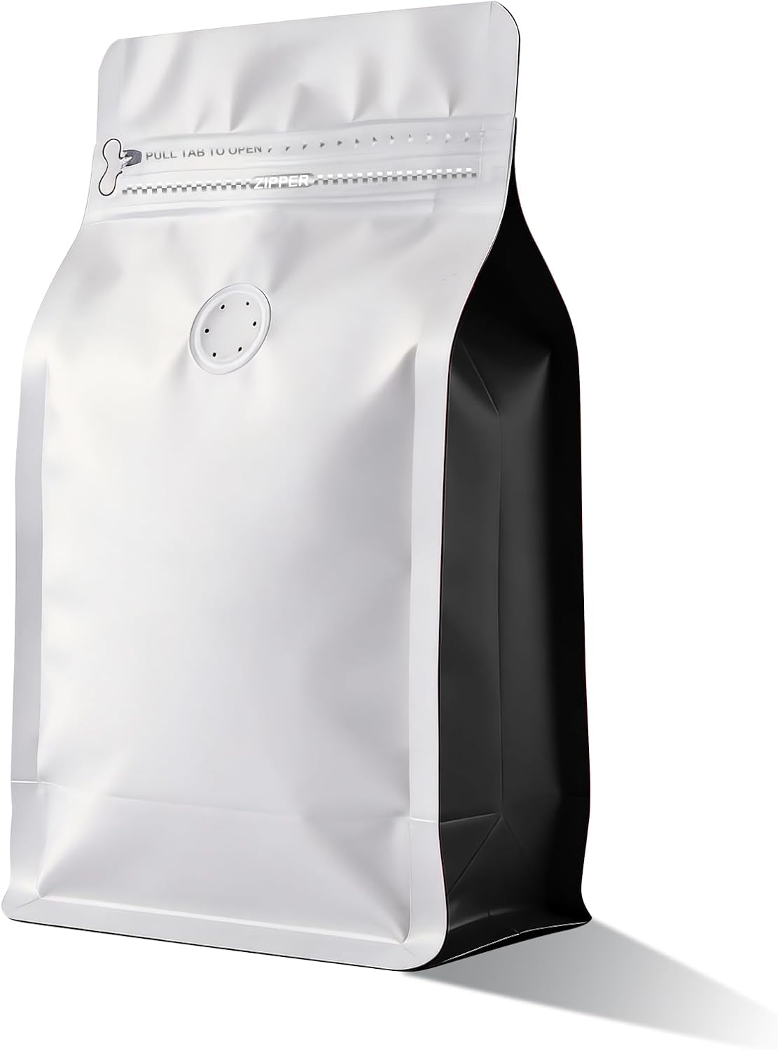 Coffee Bags with Valve 60pcs,16 oz,1 lb Vented Coffee Beans Packaging Bags High Barrier Aluminumed Foil Flat Bottom Heat Sealed Side Zipper Resealable Storage Bag for Home or Business White+Black
