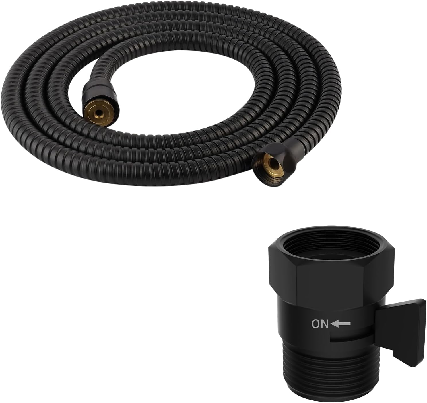 All Metal Shower Head Flow Control Valve, G1/2 Brass Shut-off Valve with Metal Handle Lever, with 90 Inch Stainless Steel Extra Long Shower Hose Replacement
