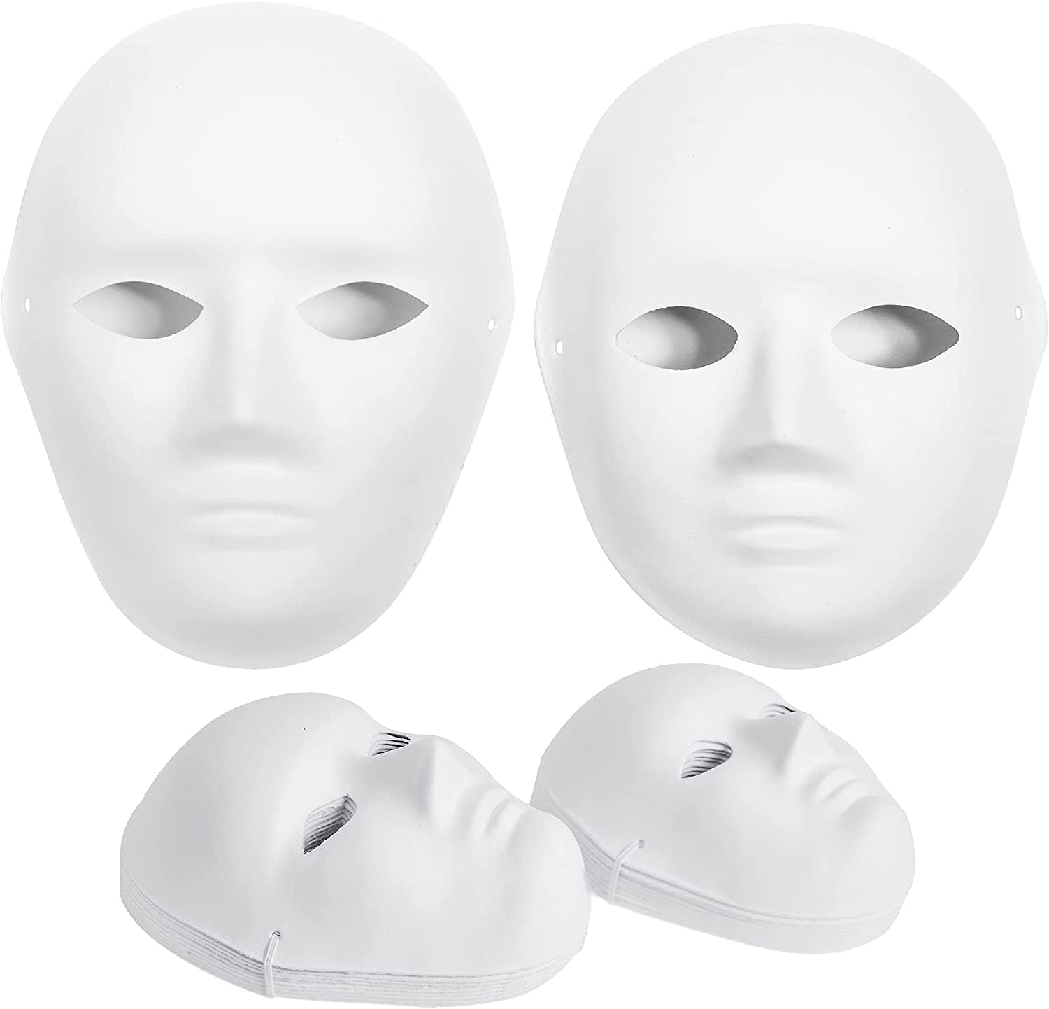 14 Pack Paper Mache Masks - 2 Sizes for Artistic Projects, Theater, Halloween, Masquerade Parties, Classroom Art