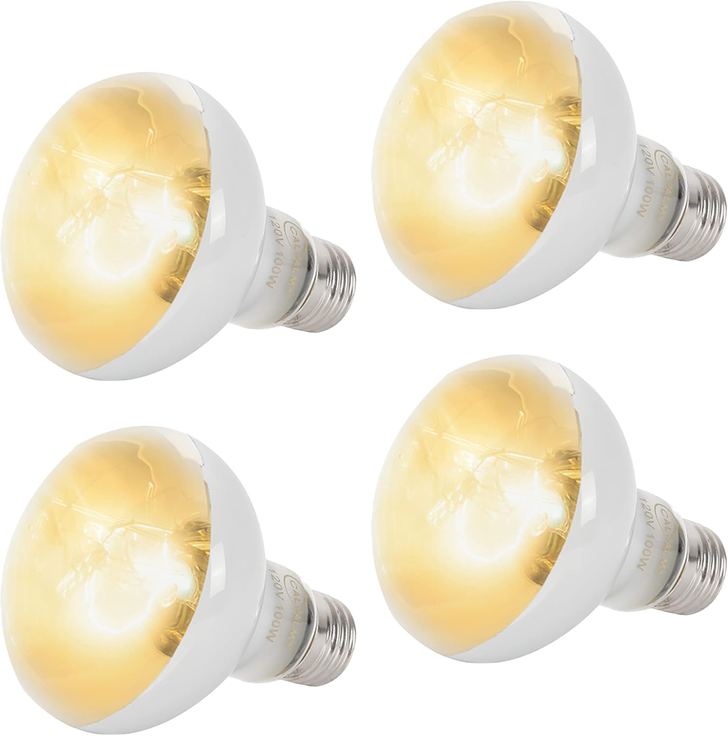 4-Pack 100W Reptile Heat Lamp Bulbs - UVA Daylight Basking Light Bulbs for Reptiles, Turtles, Lizard, Bearded Dragon and Amphibians - 120V R80 Reflector Bulbs with E26 Screw Cap Base