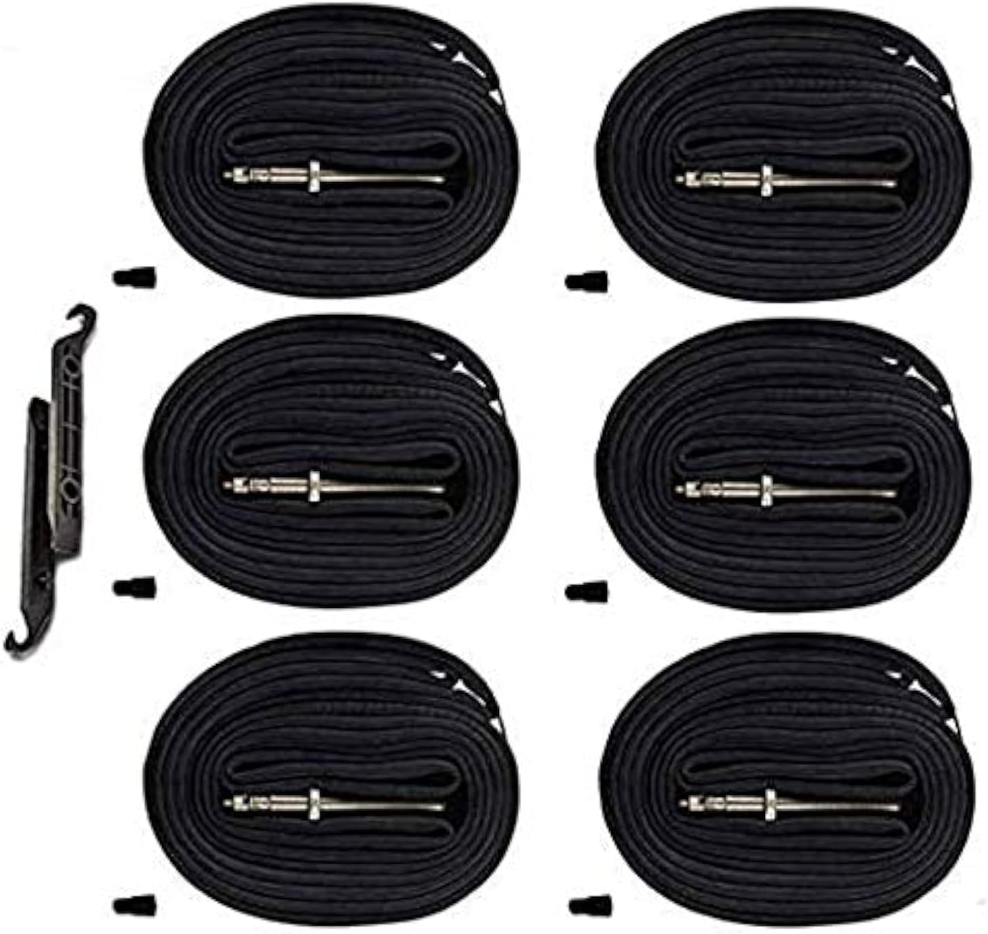 6-Pack 700x20-25C Road Bike Replacement Inner Tubes Presta Valve 42mm for Road Bikes with Tire Size of 700c x 20, 23, and 25 6 Inner Tubes with 2 Tire Levers