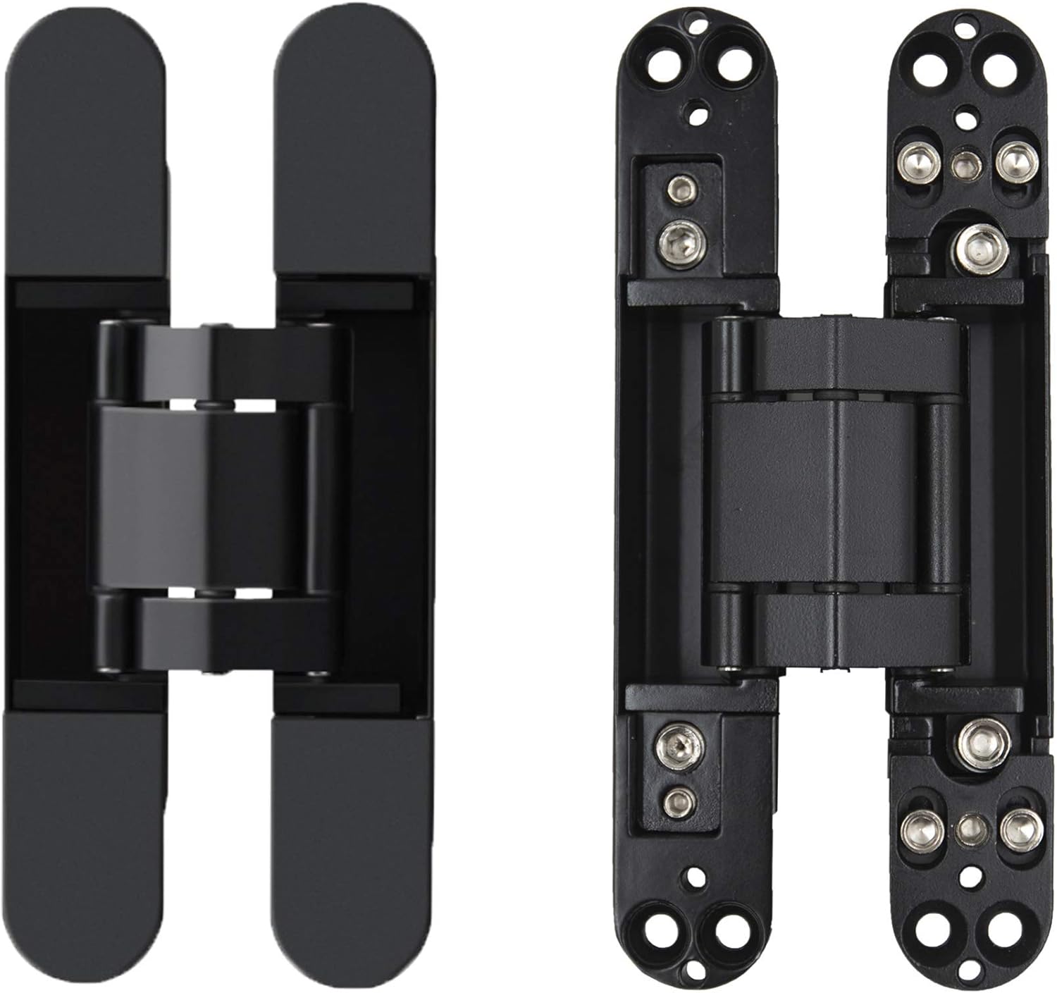 6inch Hidden Door Hinges Invisible Hinges Concealed Hinges Zinc Alloy 180 Degree Swing Hinge 3 Way Adjustable Butt Hinge 6 x 2.5 x 1 inch Black Pack of 2