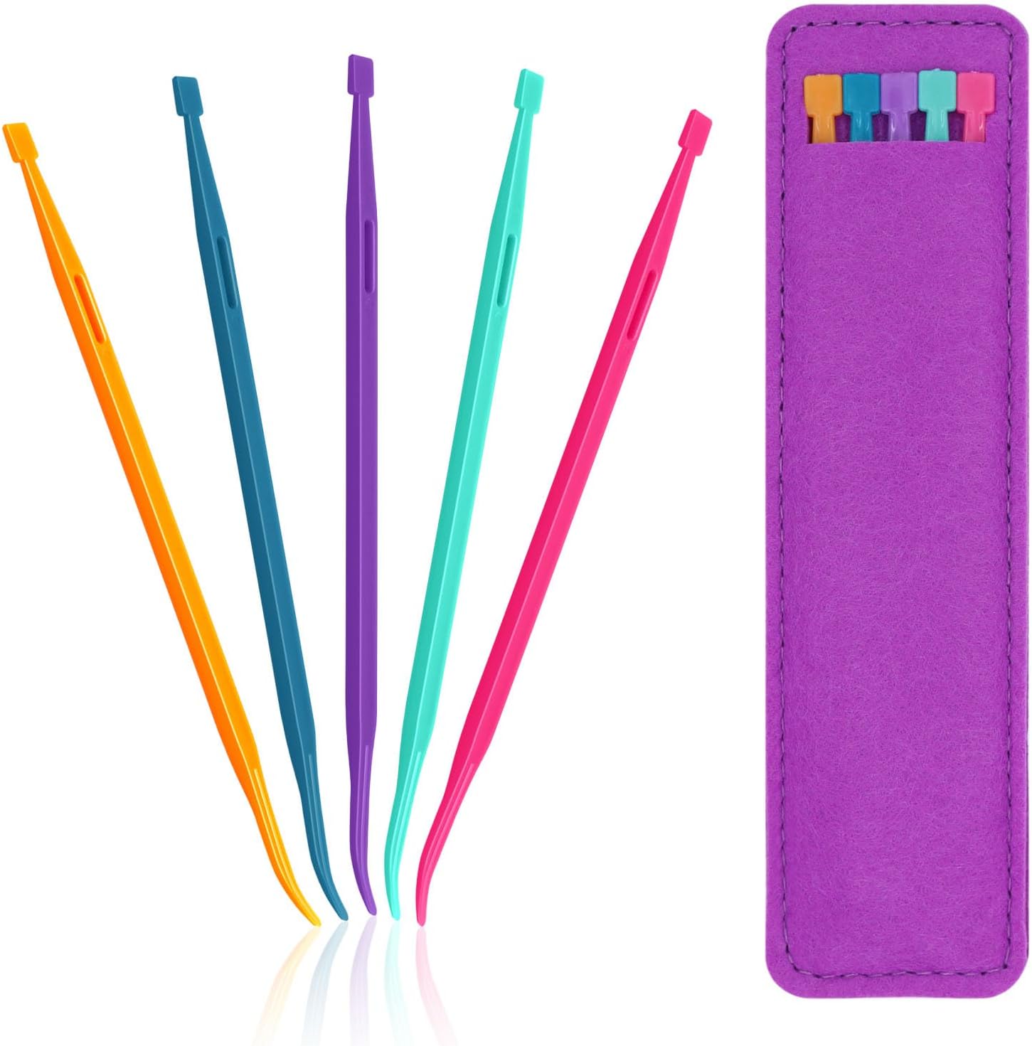 Drawstring Threader Tool,5Pcs Purple Thang Sewing Tool with Storage Bag Plastic Sewing Stiletto Tool Rope Threader Multifunctional Sewing Accessories for Craft Quilting Supplies