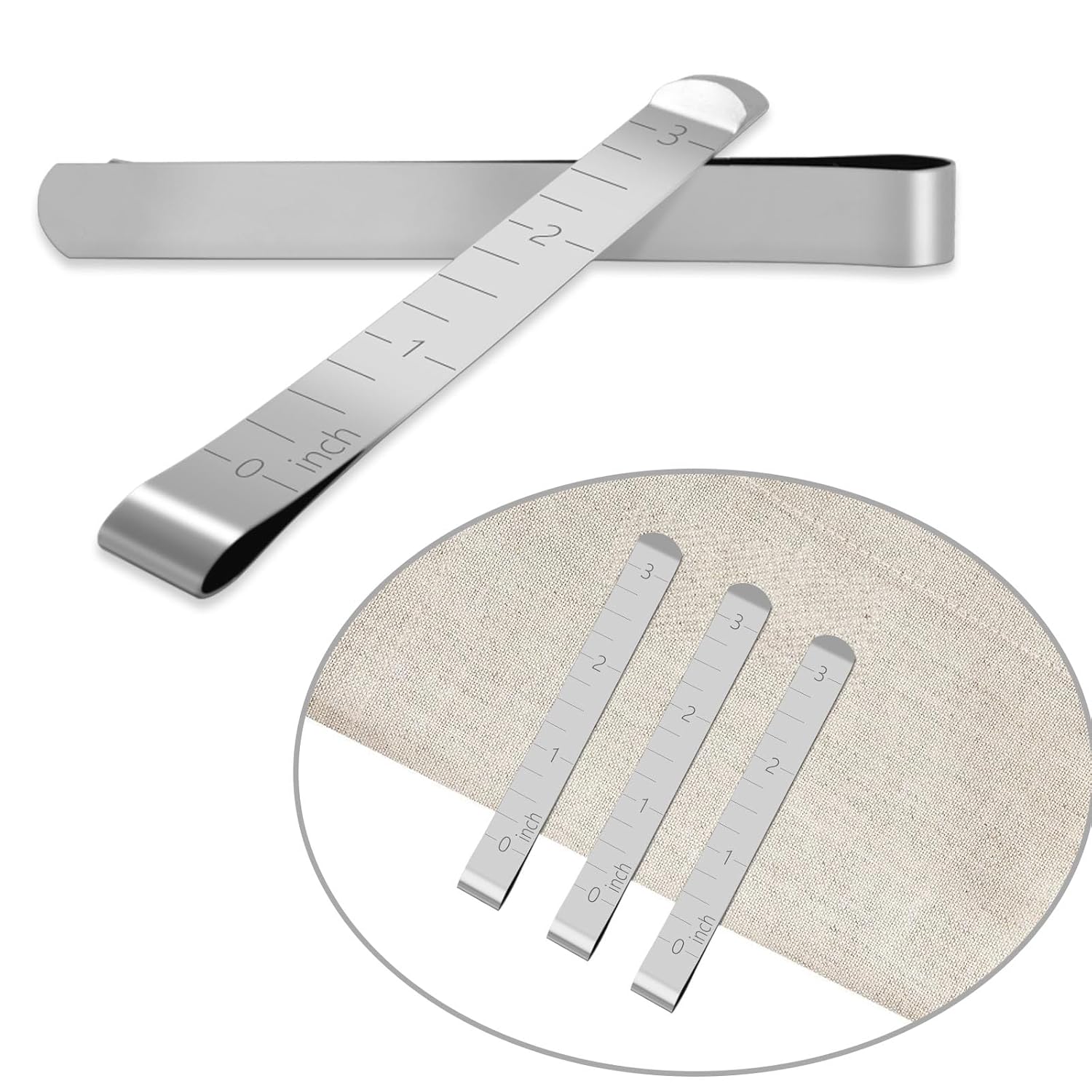 5Pcs Sewing Clips,Stainless Steel Hemming Clips with 3 Inch Scale Sewing Ruler Metal Sewing Clip for Fabric and Quilting Pinning and Marking Accessories Sewing Supplies