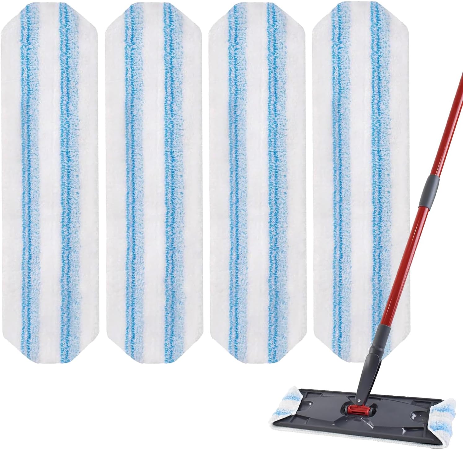 H2prO Mop Pads Replacements Compatible with Flat Mop System, Replace Mop Heads for Mop, Machine Washable Reusable Microfiber Pad Refills for Floor Cleaning 4 Pack