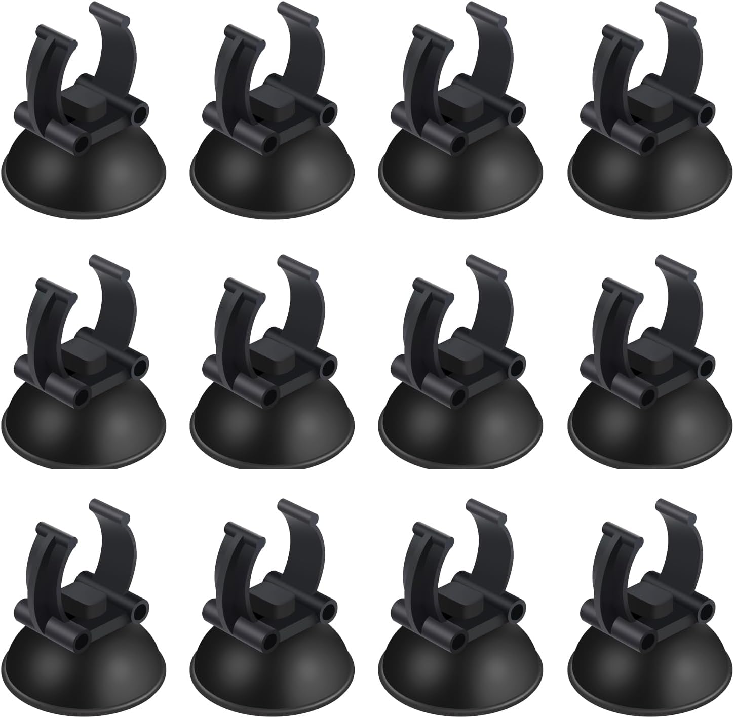 12 Pack Aquarium Suction Cups with Clip Black,for 1" Standard Aquarium Heater, Tubing Hose, Plant Fish Tank