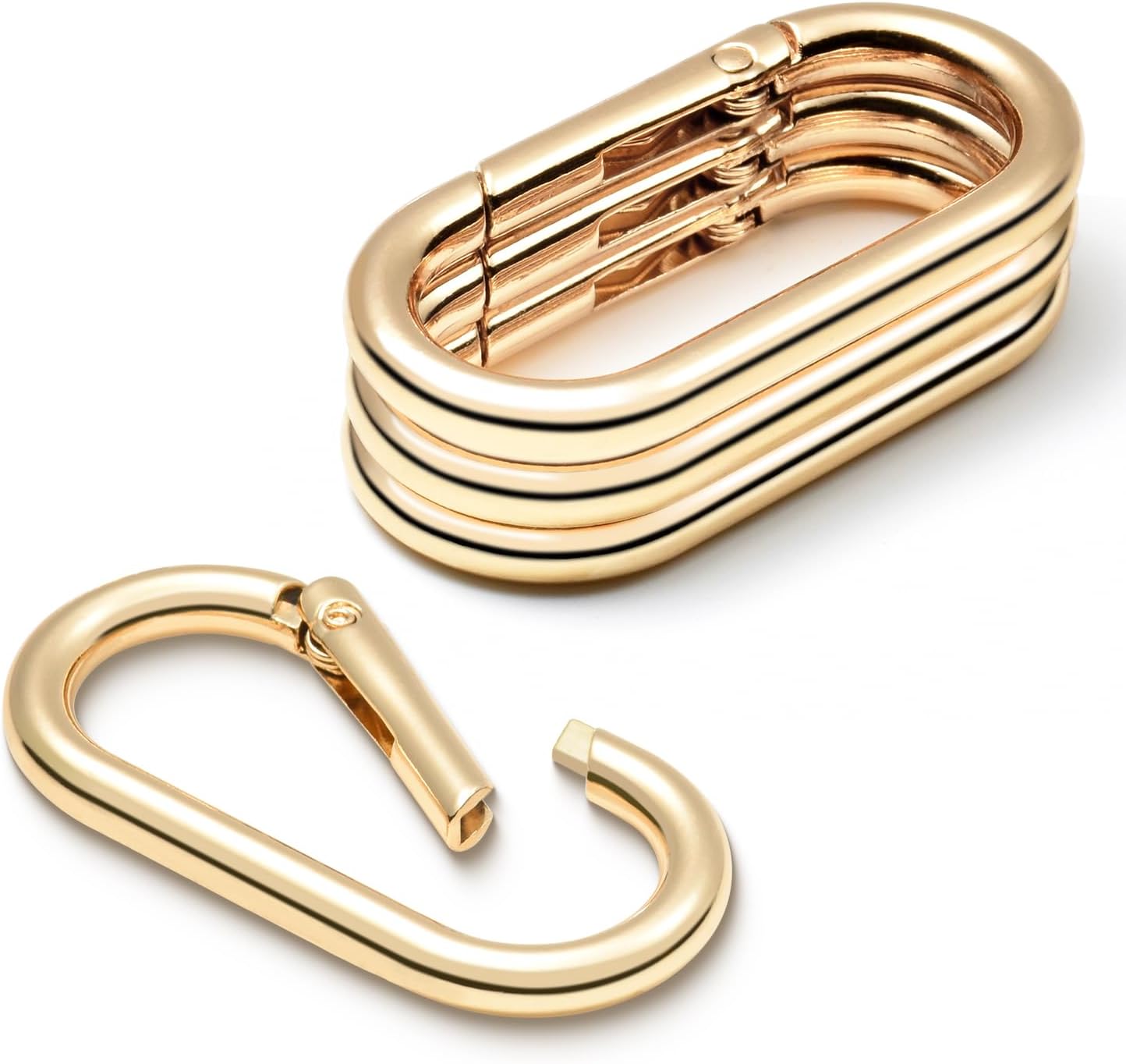 4pcs 2" Oval Spring Keyrings, Large Keychain Carabiner Clips, Spring O Rings Buckles for Purse Clip, Bag Strap Clasp, Backpack Charms, Dog Tag, Car Keyring Accessories Light Gold