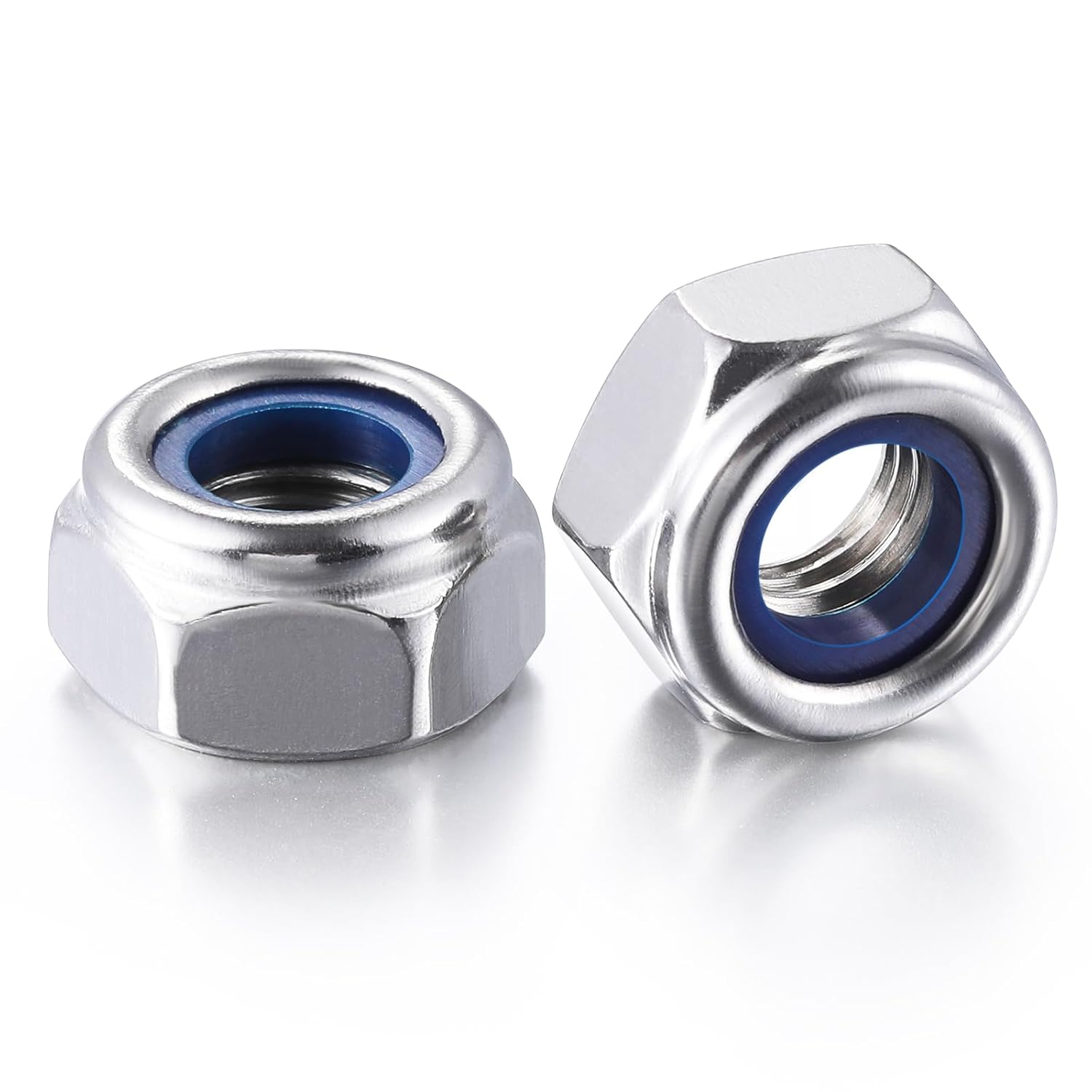 50pcs M8 Self Clinching Nuts 304 Stainless Steel Self-Lock Nylon Inserted Hex Lock Nuts