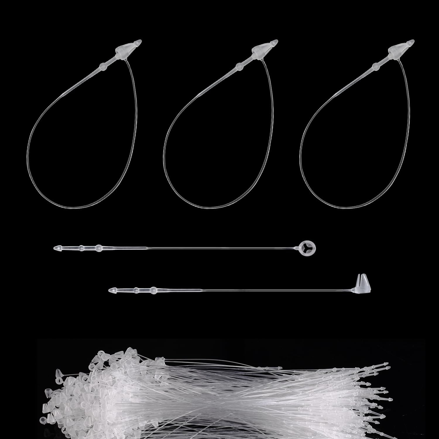 1000Pcs Hang Prices Tag Fasteners, 5 Inch Snap Lock Pins Plastic Tags for Clothing Mark Shoe Bag Jewelry Security Loop Fasteners Retail Store Supplies Clear