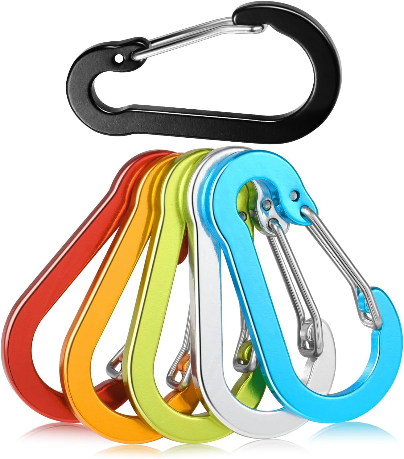 6pcs Aluminum Small Carabiner Clip, 2 Inch Carabiner Keychain Clasp Spring D Ring for Hanging Home KeyRings Hook Paracord Lanyard Keychain Pet Collar Hiking Camping Fishing Accessories Assorted