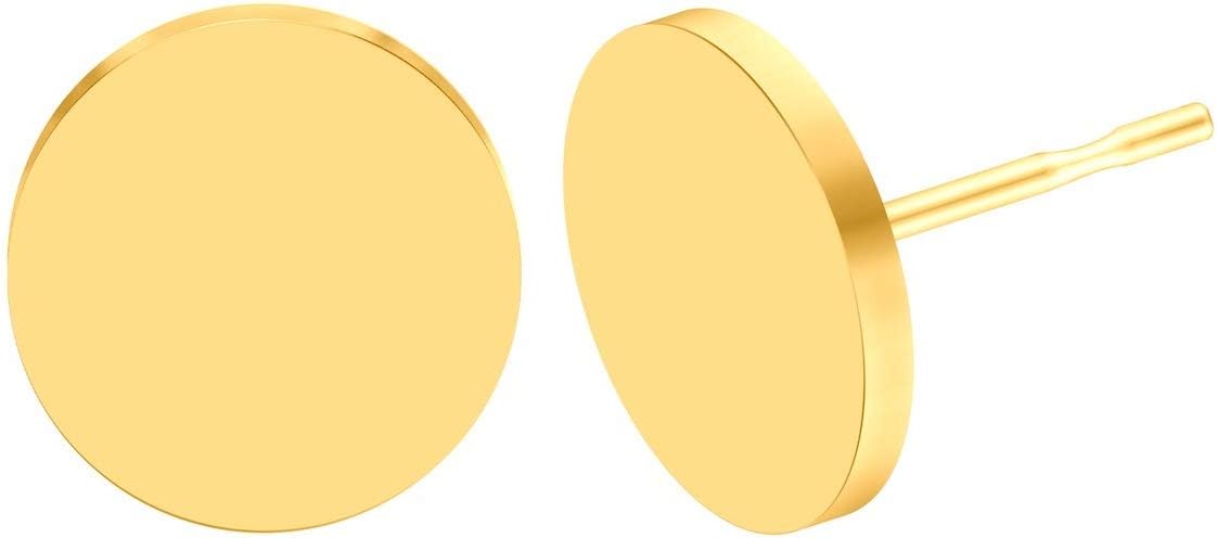 Stud Earrings Flat Post Earrings Circle Piercing Disc Stainless Dot Earrings for Women 2-10mm, Gold, 1-3 Pairs