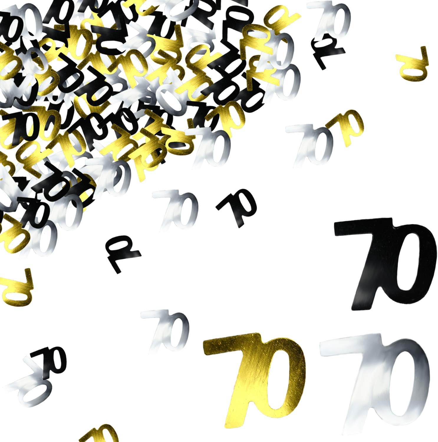 70th Birthday Confetti Seventy Years Old 70 Anniversary Number Confetti for Birthday Party Decor Wedding Table Decoration 1oz, Gold Silver Black Mix