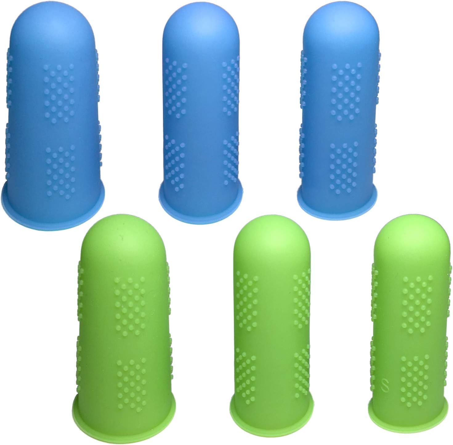Finger Protector Silicon Finger Gloves Cot for Electronic Repair Painting Jewelry Cleaning Crafting Indtrial Apply Pack of 6-3 Size, Blue & Green Color
