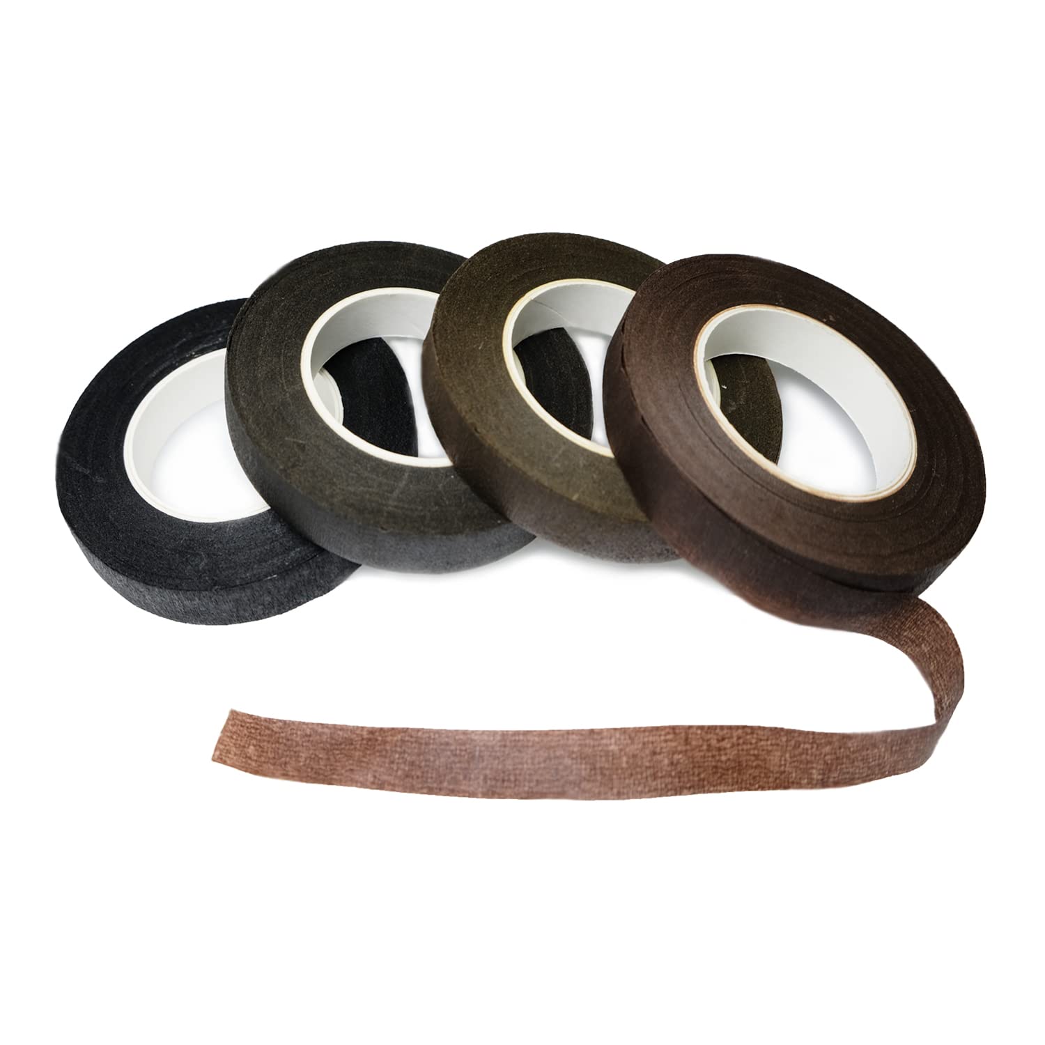 Floral Tape 1/2inch Mix Brown Black Flower Tape for Bouquets Floral Arranging Stem Wrap Craft 4 Colors Mix, Total 120yards