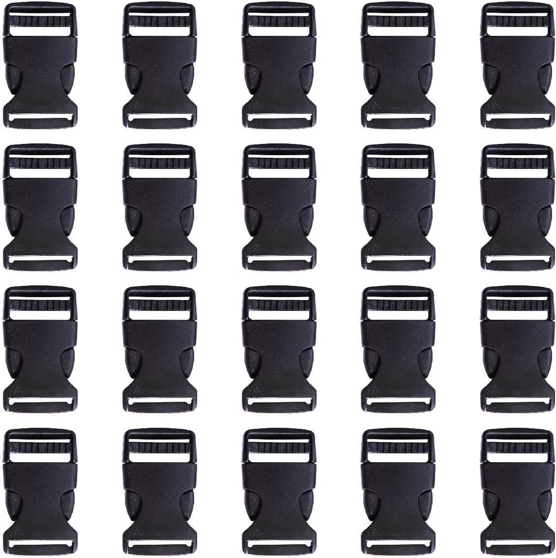 Plastic Buckle Strap Clip Quick Side Release Buckles 1 Inch Flat for Nylon Strap Backpack Black, 1 Inch, 20 Piece
