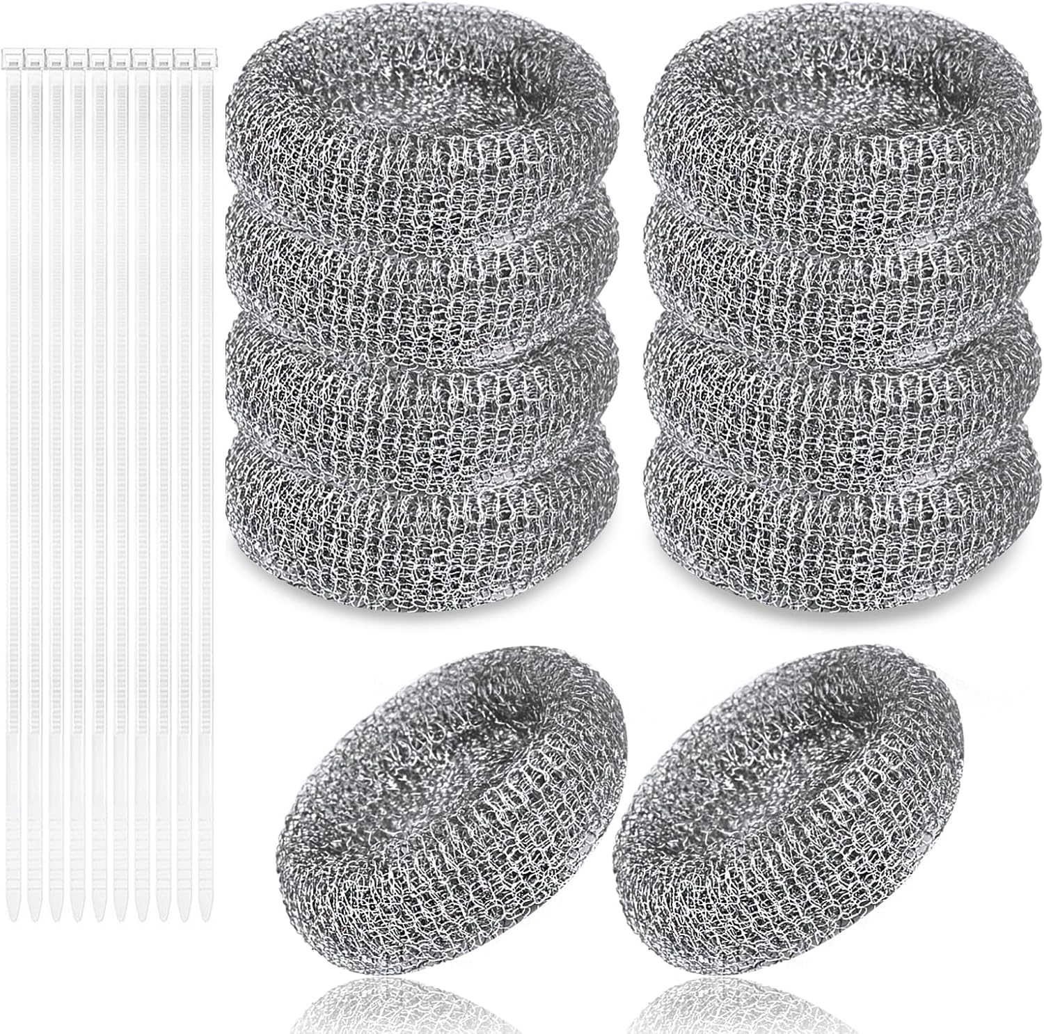 Lint Traps for Washing Machine Hose, Stainless Steel Washing Machine Drain Lint Trap, 10PCS Lint Catcher for Washer Machine with 10PCS Cable Ties, for Filter Out Cotton Fluff, Paper Scraps, Hair, Etc