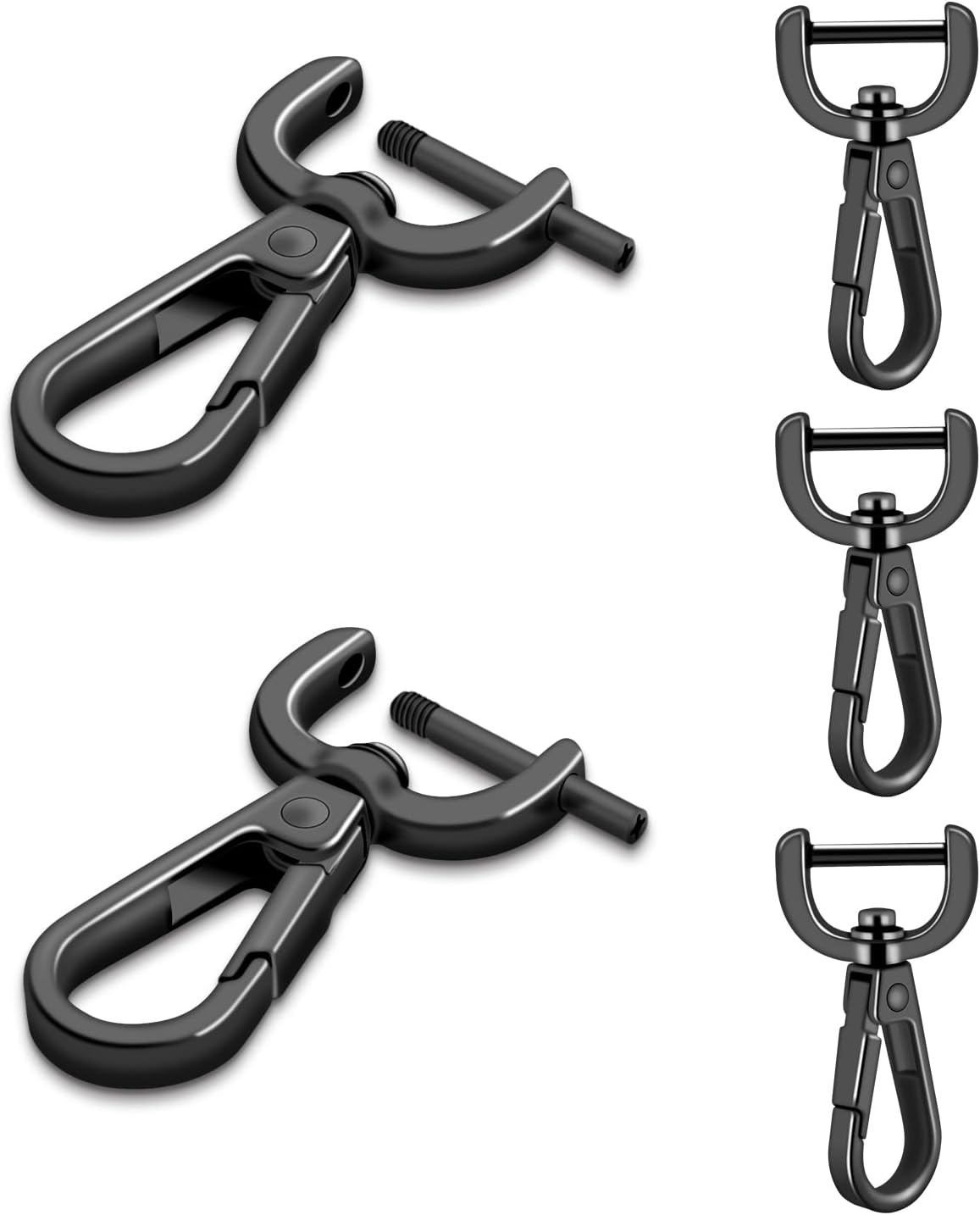 CooBigo 4Pack 5/8 Inch Detachable Snap Hook Swivel Clasp, Metal Swivel Lobster Claw Clasps for Paracord Lanyard, Purse Strap Clips Extender Hardware, Backpack Pendant, Pets Collar Accessory Black
