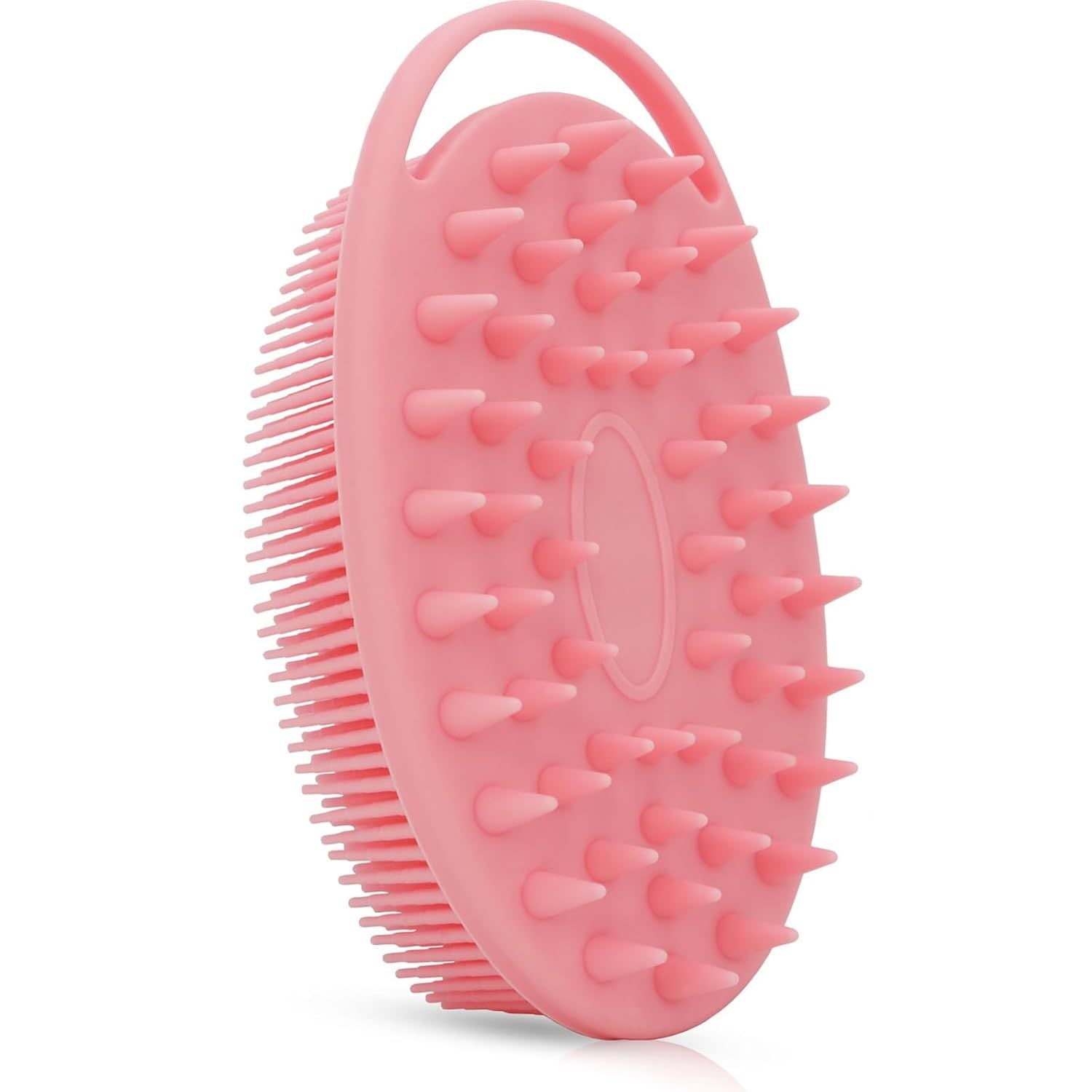 Upgrade 2 in 1 Bath and Shampoo Body Brush, Silicone Exfoliating Body Scrubber for Use in Shower, Premium Silicone Loofah, Head Scrubber, Scalp Massager, Easy to Clean 1PC Pink