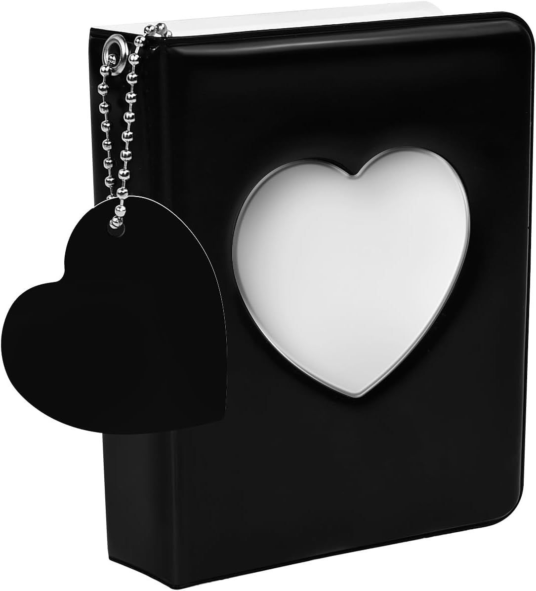 Mini Photo Album,3 Inch Photocard Book Heart Hollow Cover Photocard Binder 36 Pockets for Collect and Protect Photos Black