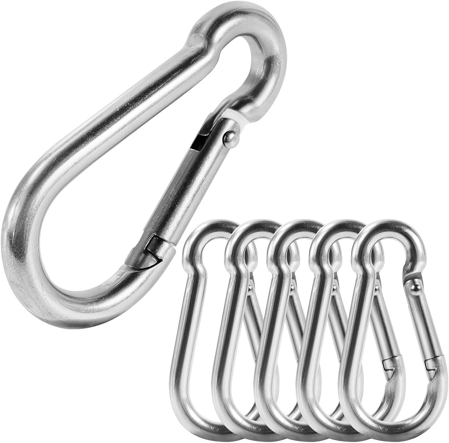304 Stainless Steel Carabiners,M6 Carabiners Clips for Camping,Swing,Hiking,Hammock,Water Bottle, Backpack