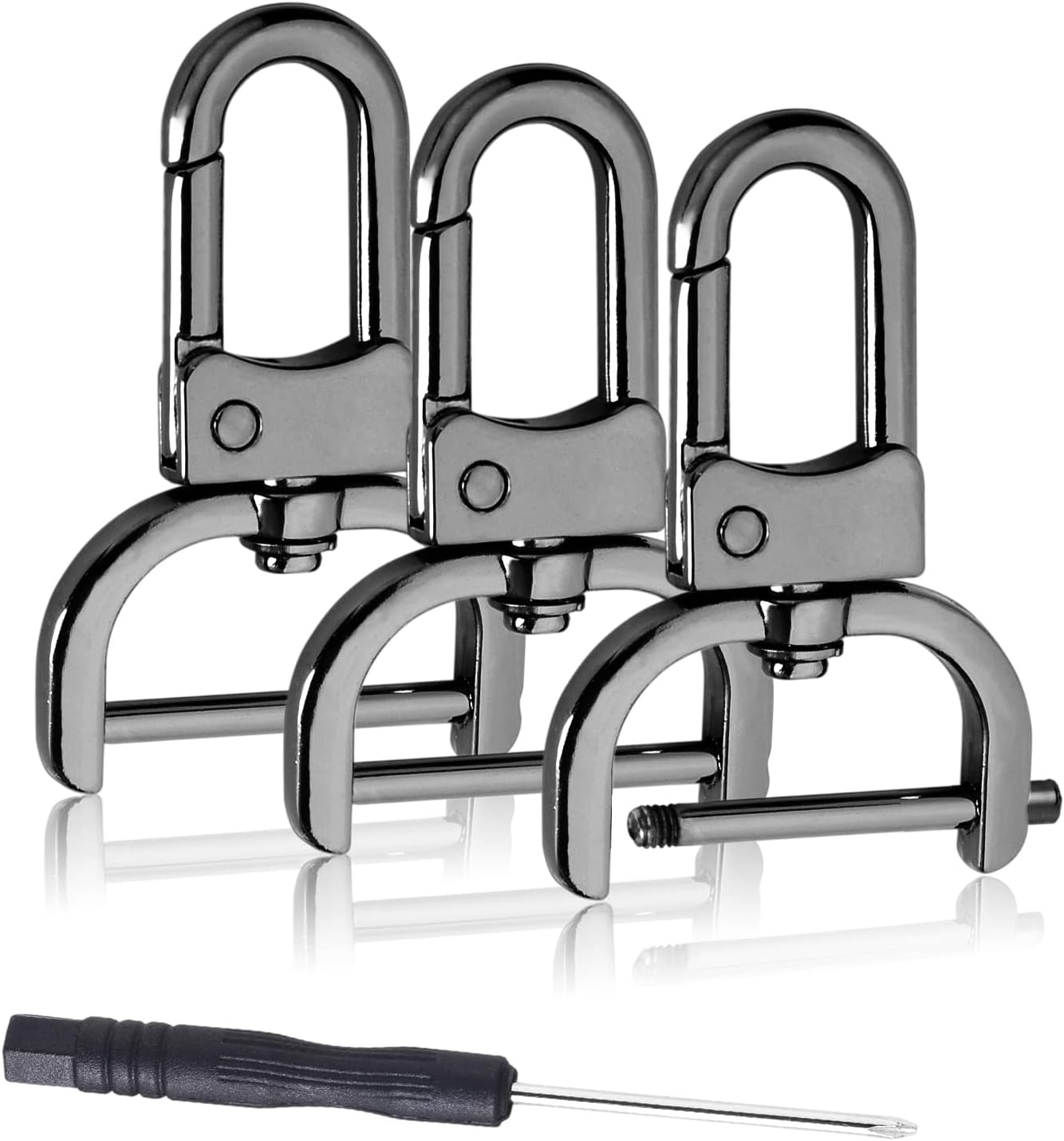 6 Pack 1 Inch Detachable Snap Hook Swivel Clasp, Metal Lobster Claw Clips Clasp with Screwdriver for Replacement Purse Keychain Hardware, Keyring Clip, Pets Collar Accessories Black