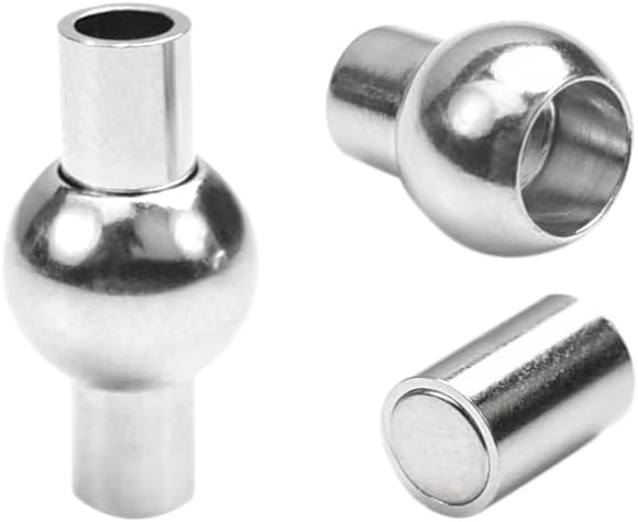 20 Pack 3mm Hole Magnetic Clasps Leather Bracelet Necklace Paracord Fashion Jewelry DIY Leathercraft Accessories Lanyard Connectors #FLQ083-3B Copper Silver-Plated