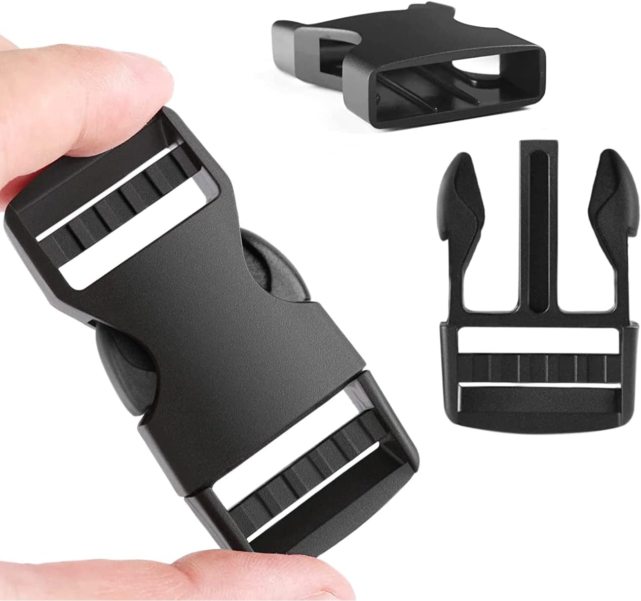 6 Pack 1" Buckle Quick Side Release Buckles Dual Adjustable No Sewing Clips Plastic Buckle Replacement for Nylon Webbing Straps Backpack Belt Dog Collars Inner Diameter 1 Inch