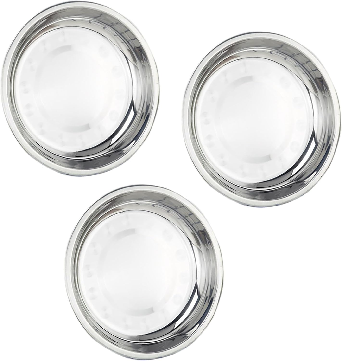 Thin Circular Trinket Tray, 3 Pcs Stainless Steel 7 Inch Diameter Flat Serving Trays for Kitchen, Party and Outdoors 3