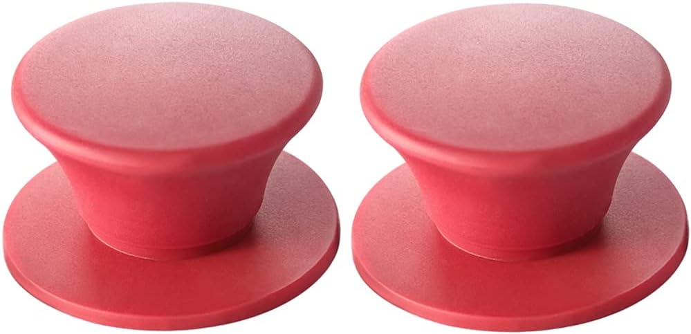Universal Pot Pan Lids Replacement Knob, Silicone Heat Resistant Pan Cover Holding Handles BPA Free Dishwasher Safe Fits Skillets and Kitchen Cookware Pack of Two-Red