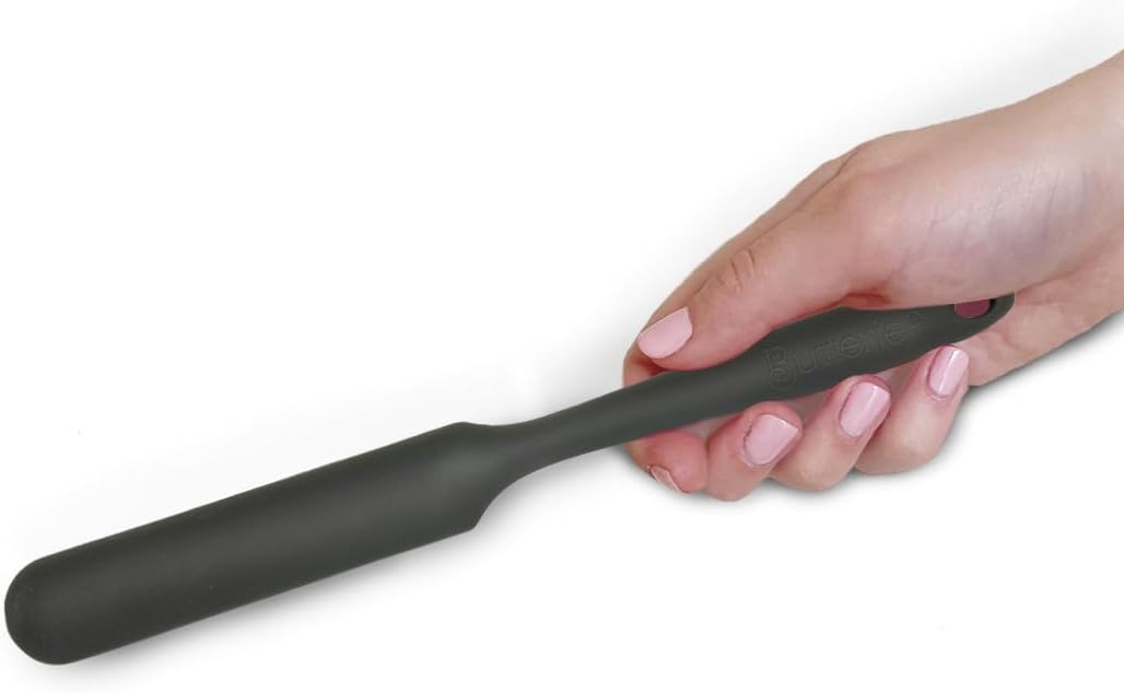 Small Silicone Spatula - 9.5 Inch Non Stick Spatula - Heat Resistant Jar Scraper - BPA Free & Dishwasher Safe - Gray