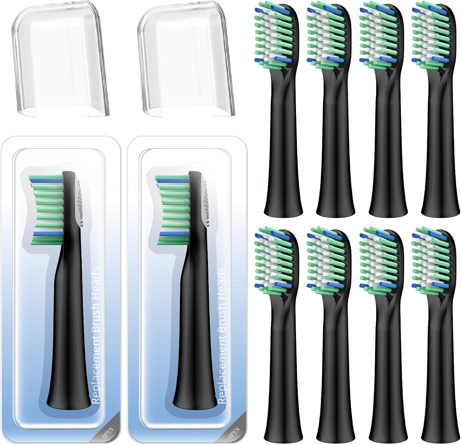 10 Pack Toothbrh Replacement Heads Compatible with Rtauys M5 Sonic Electric Toothbrh Black, 10 Count Pack of 1
