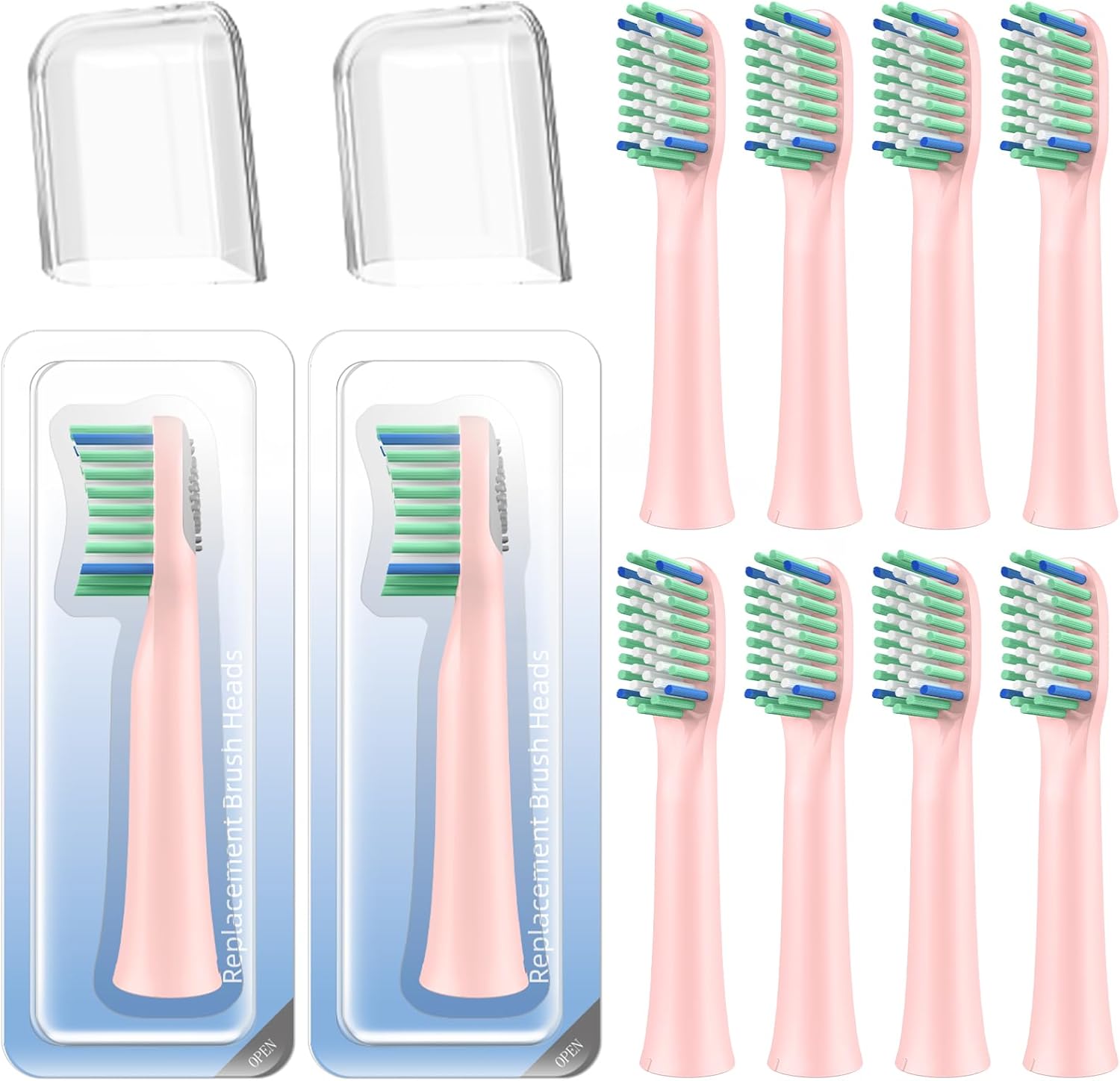 10 Pack Toothbrh Replacement Heads Compatible with Rtauys M5 Sonic Electric Toothbrh Pink, 10 Count Pack of 1