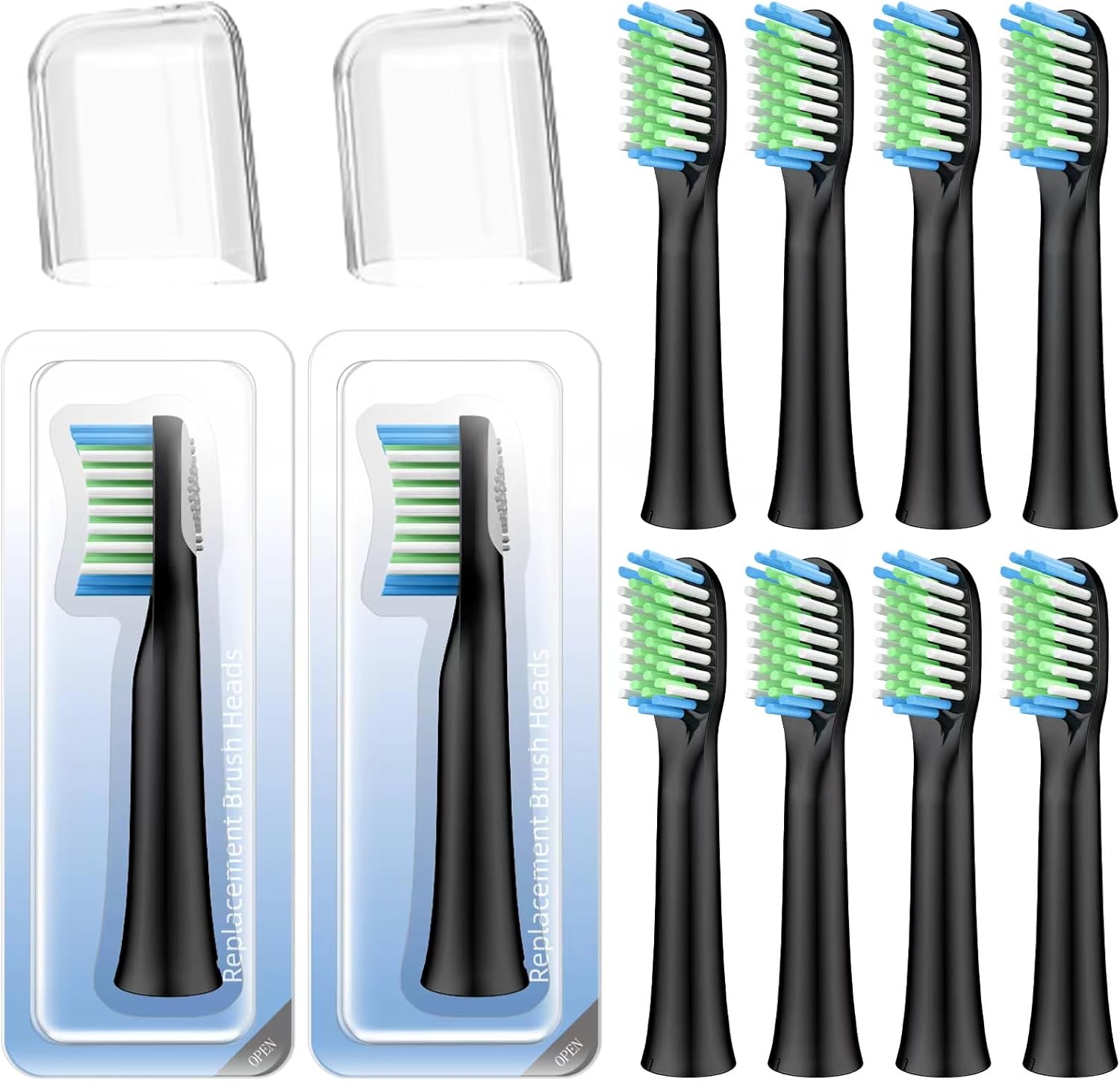 10 Pack Toothbrh Replacement Heads Compatible with Bitvae D2 Sonic Electric Toothbrh, 10 Count Black, 10 Count Pack of 1