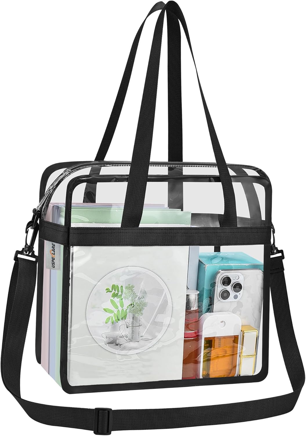 Clear Tote Bag for Stadium Events, 12x6x12 Transparent Stadium Bag for Work, Sports Games,Gym,Concerts