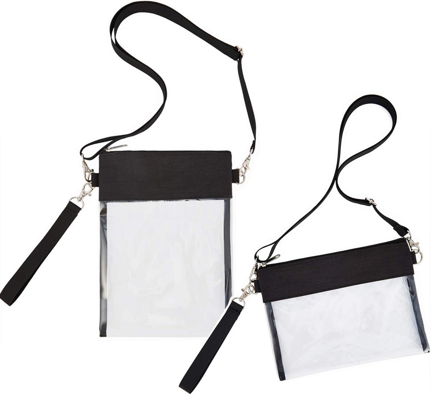 Clear Crossbody Purse Bag - Stadium Approved Clear Tote Bag with Adjtable Shoulder Strap Black
