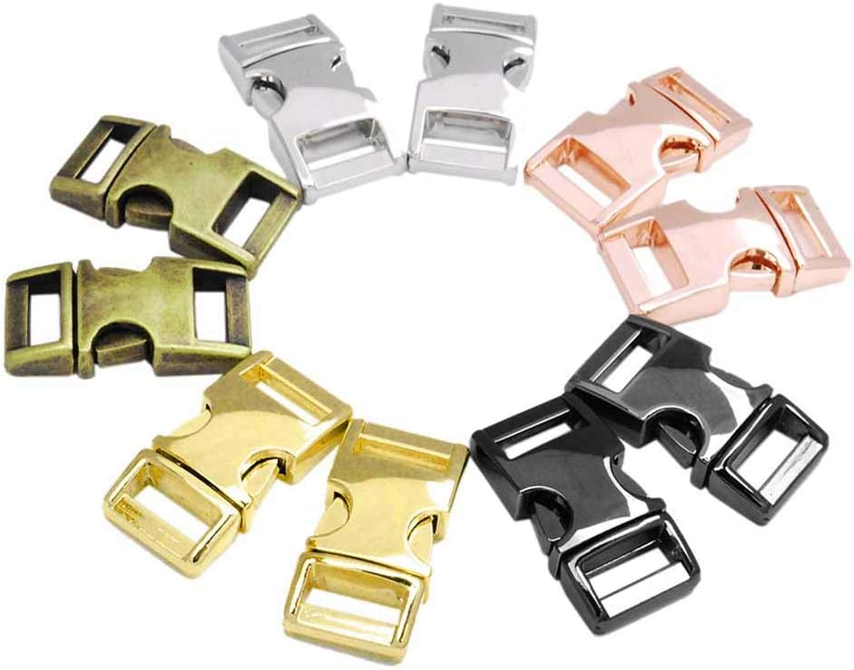 CooBigo 10 Pack 3/8" Metal Side Release Buckles for Paracord Bracelets Mix FLQ100 Mix-s