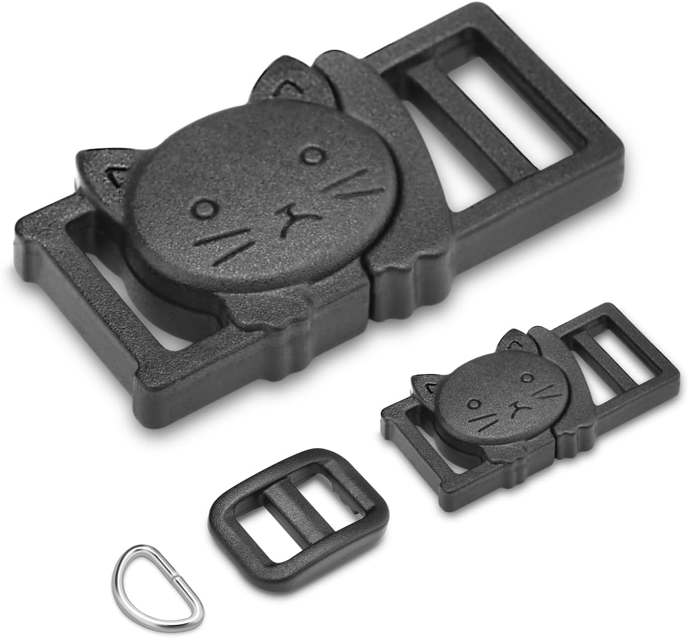 CooBigo 3/8" Breakaway Cat Collars Clasp Kit, 20 Set Break Away Lanyard Clasp Cat Safety Collar Paracord Buckles Accessories Black