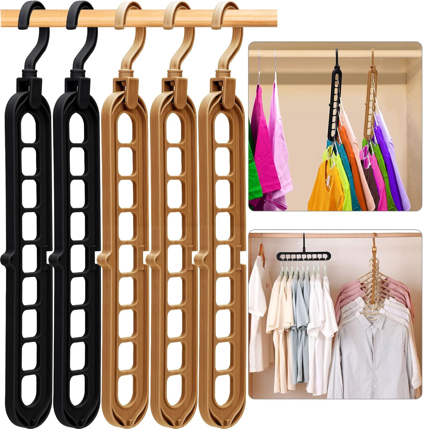 Closet Organizers and Storage,College Dorm Room Essentials, Multifunctional Organizer Magic Space Saving Hangers with 9 Holes Storage Organization for Wardrobe