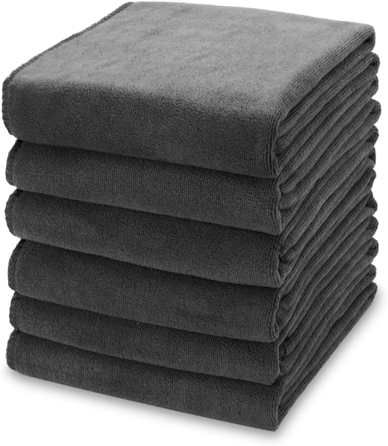 13x28 Inches Kitchen Cloth Dish Towels, 400 GSM Premium Dishcloths, Super Absorbent Coral Velvet Microfiber Cleaning Cloths, Fast Drying Rags for Washing Dishes 6 Pack, Dark Grey