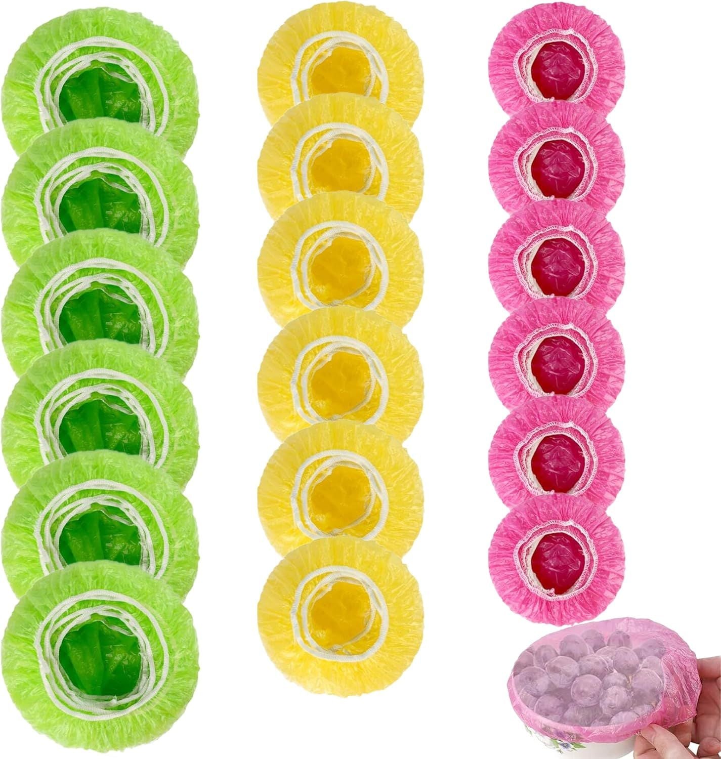 120PCS Reusable Bowl Covers – Elastic Plastic Food Storage Wraps for Kitchen, Baking, Picnics & Family Use, 3 Sizes Large, Medium, Small