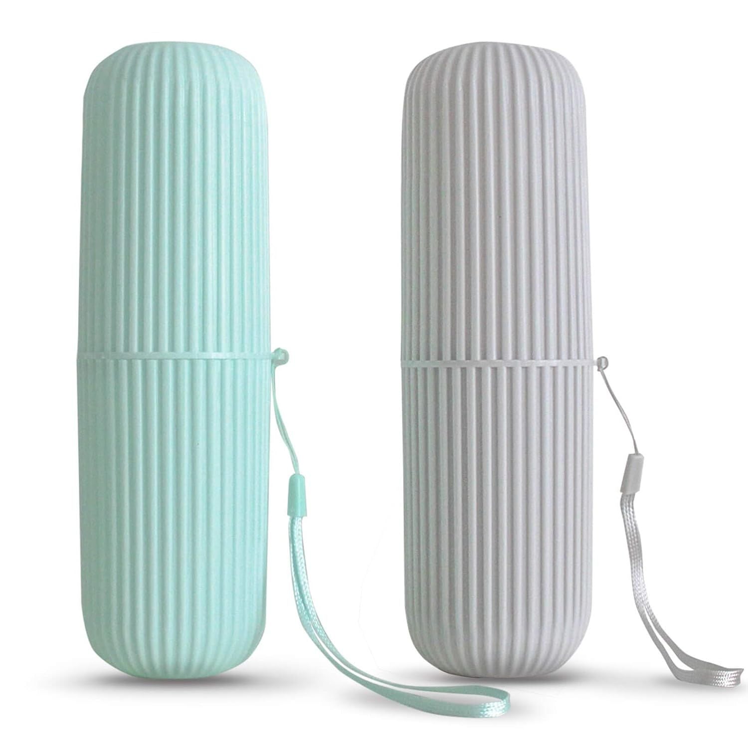 2Pcs Travel Toothbrush Holder, Portable Toothbrush Case for Traveling, Camping, Business Trip and School, Multifuction Plastic Toothbrushes Toothpaste Set with Two Colors Length:7.7"