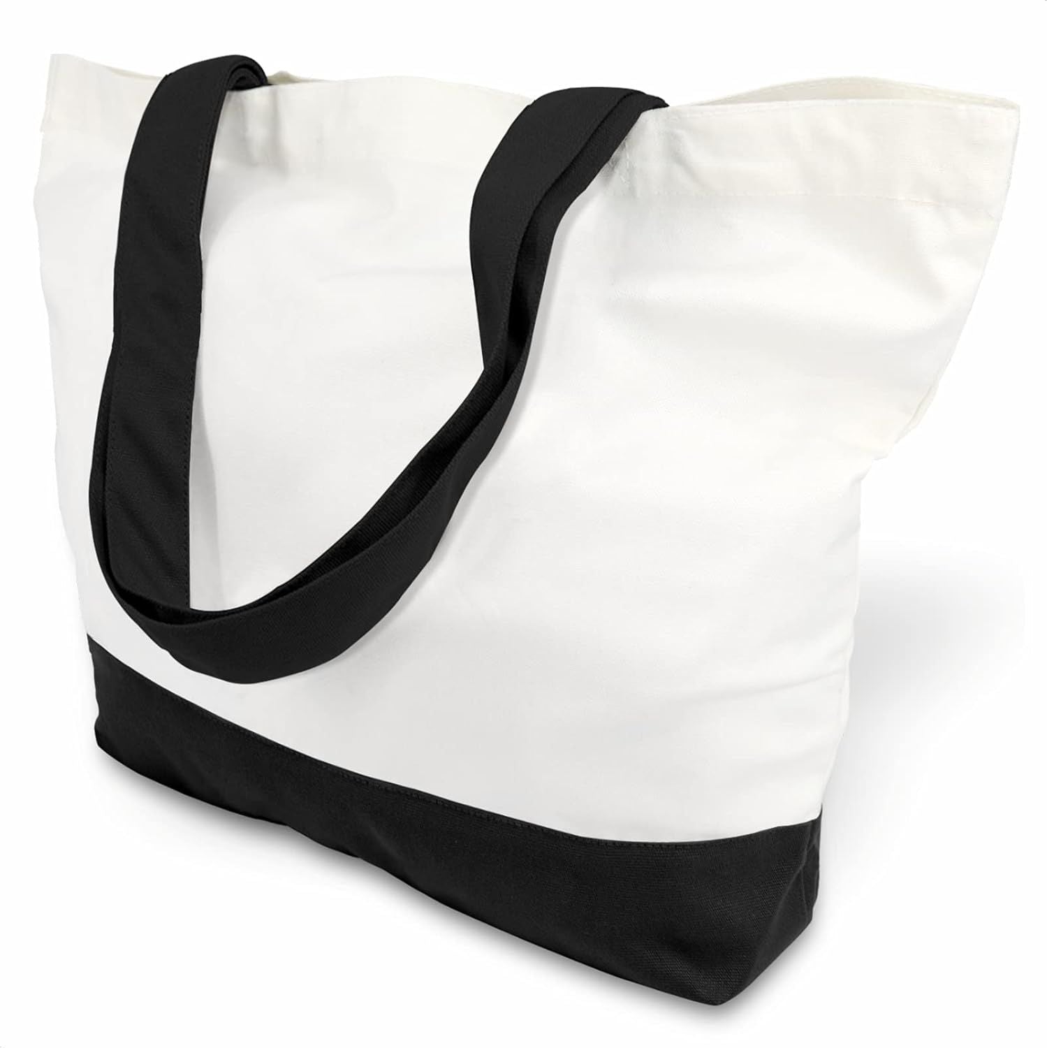 1 | 3 | 6 | 12 | 24 Pack Super Strong Large 12oz Cotton Canvas Tote Bag, Reusable Grocery Shopping Cloth Bag, Fashionable Two-Tone Tote for Crafts, DIY Your Creative Designs Pack of 1