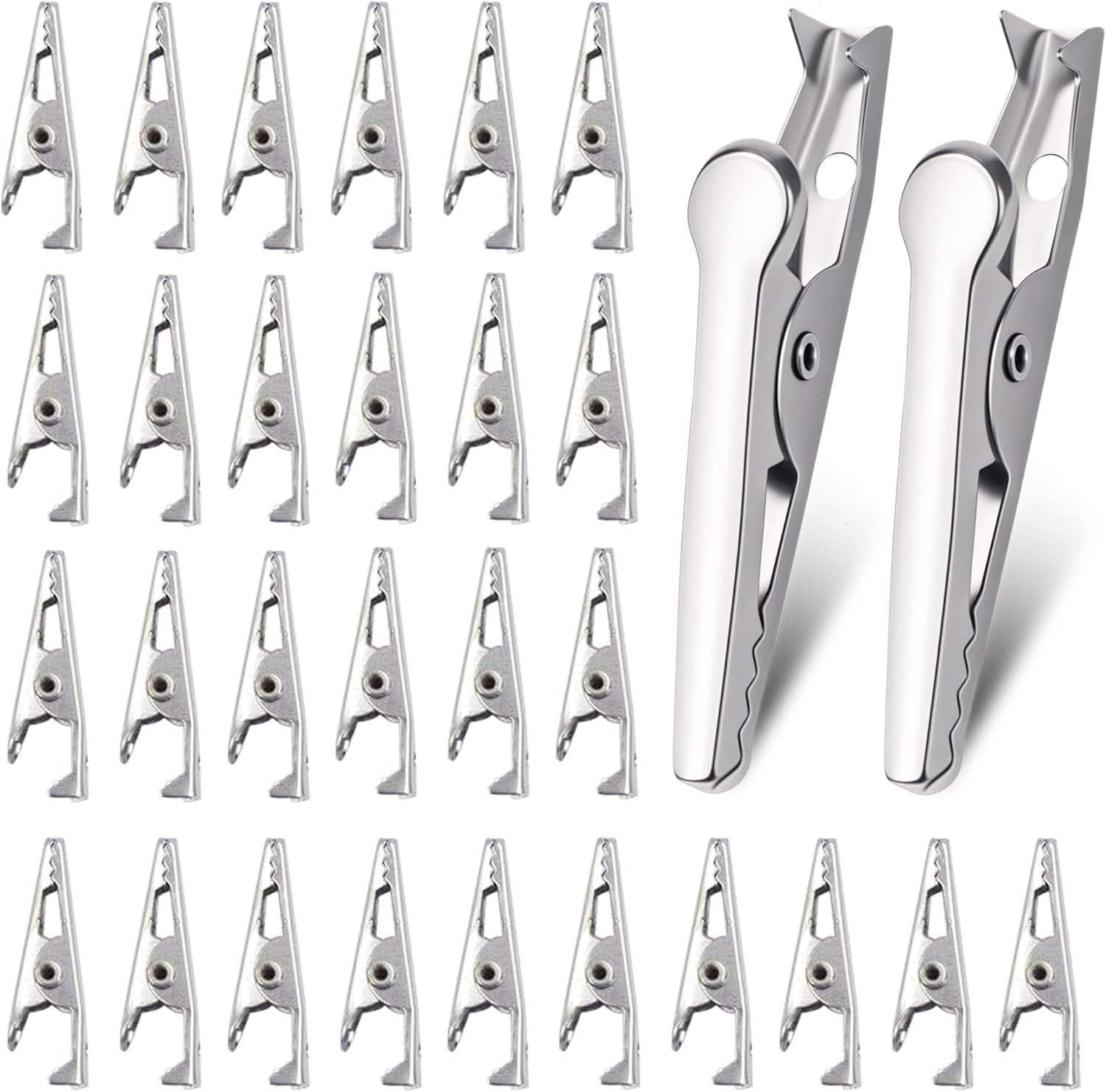 100 Pack Mini Clamps Alligator Clips for Crafts & Electrical, Small Metal Clips for Joints 35 mm Alligator Clamp for Crafting, Gator Clips Clamps Bulk for Crafts Holding Silver