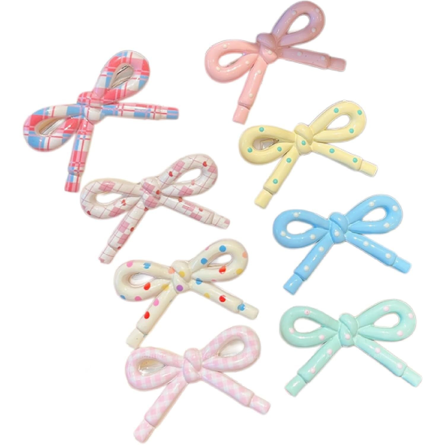 4-8 Pcs Cute Bow Hair Clips for Girl Children Women, 2-Inch Side Bangs Hairpins Fringe Duck Bill Hair Accessories 8 pcs bow A