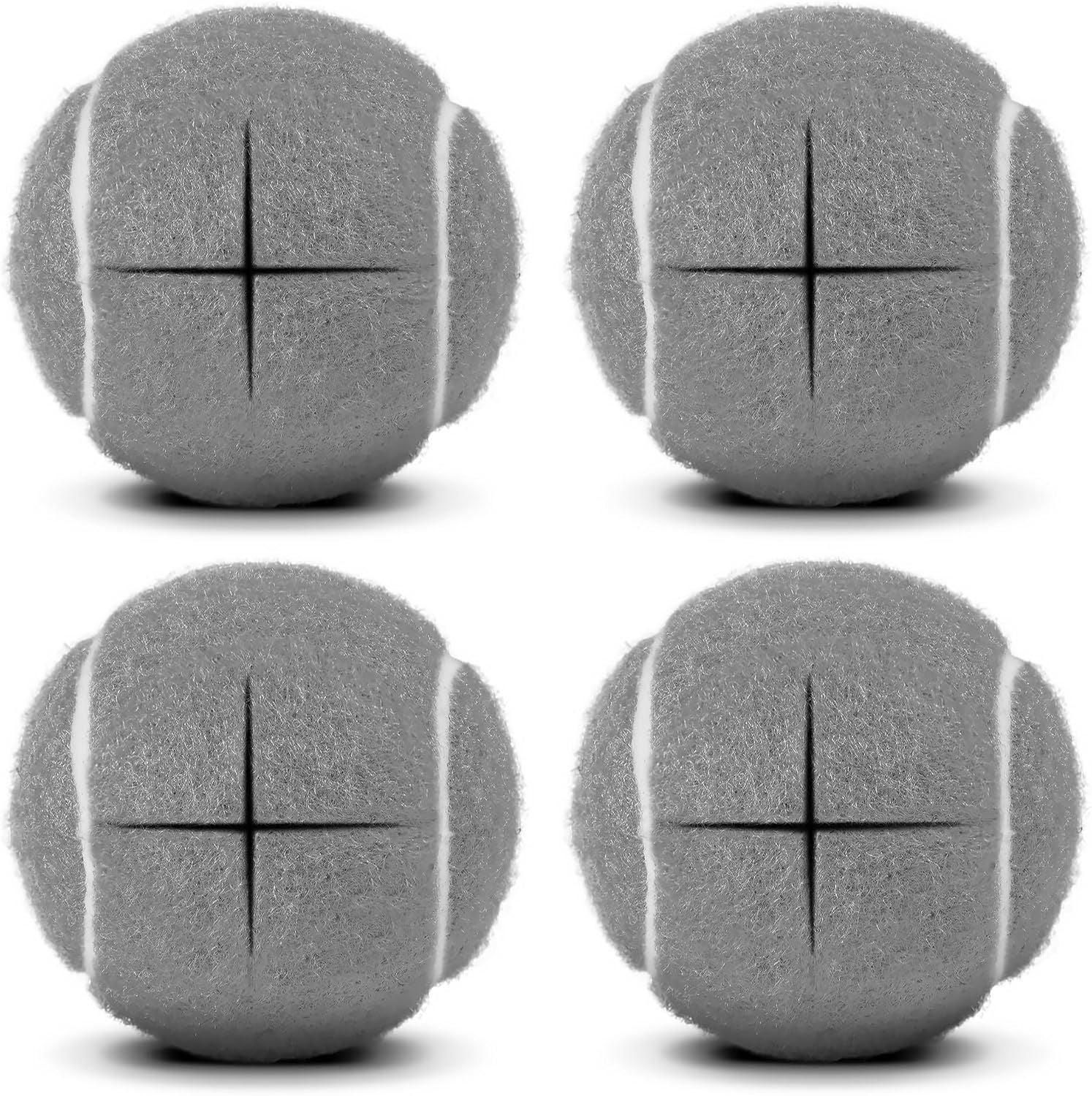 4 Pcs Tennis Balls Precut for Walkers Pre Cut, Walkers Legs Universal Precut GlideBalls for Indoor, Silent Gliding and Floor Protection Grey