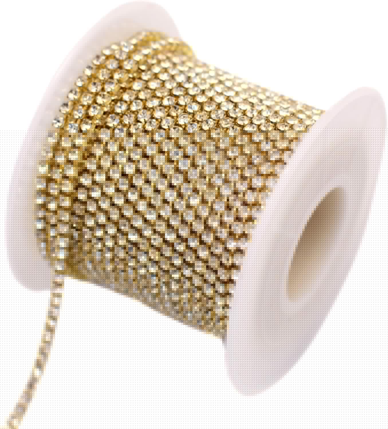 11 Yards 2mm Gold Crystal Rhinestone Close Chain Single Row Trimming Claw Chain Jewelry Crafts DIY Gold