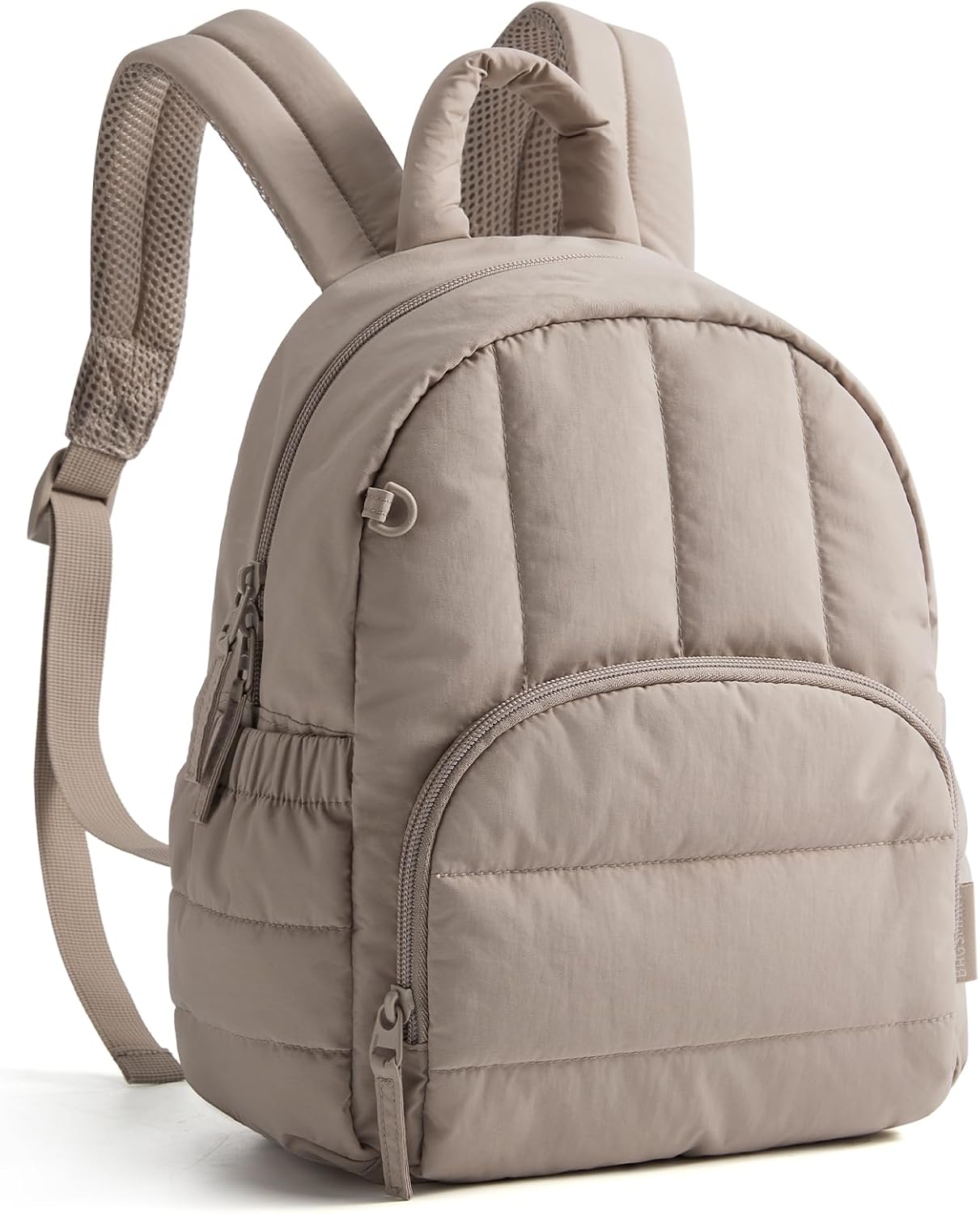 Mini Backpack for Women, Lightweight Puffer Small Backpack Purse, Quilted Casual Travel Daypack, Cute Water-Resistant Bookbag for Daily, Brown